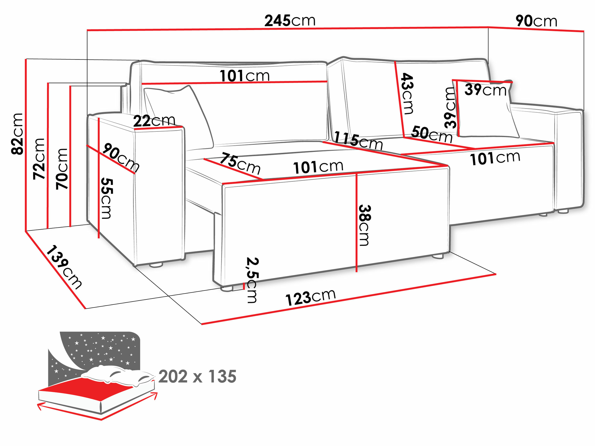 Sofá-cama Shelton 106 (Poso 05)
