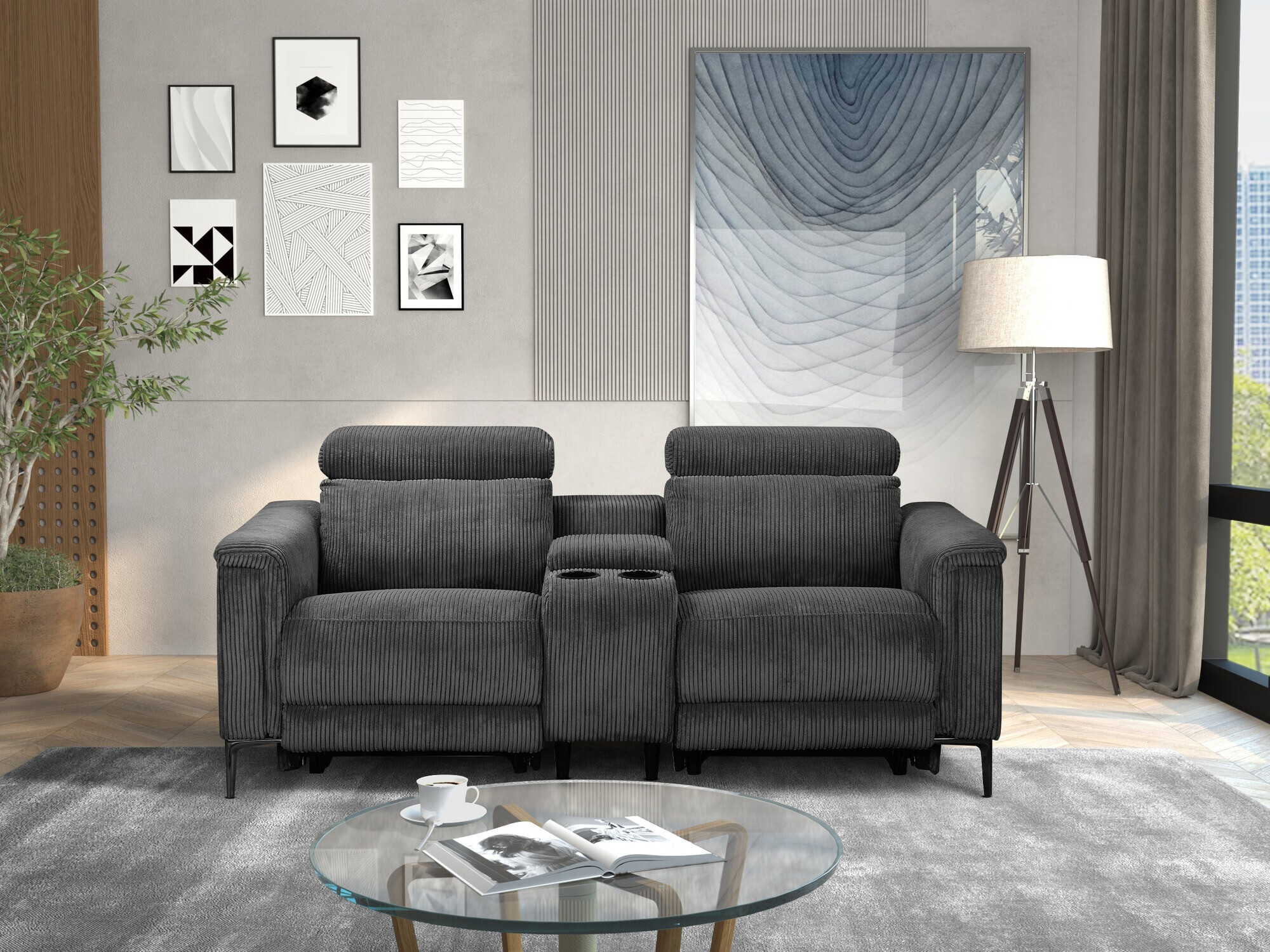 Sofá reclinable Denton 1468 (Antracita)