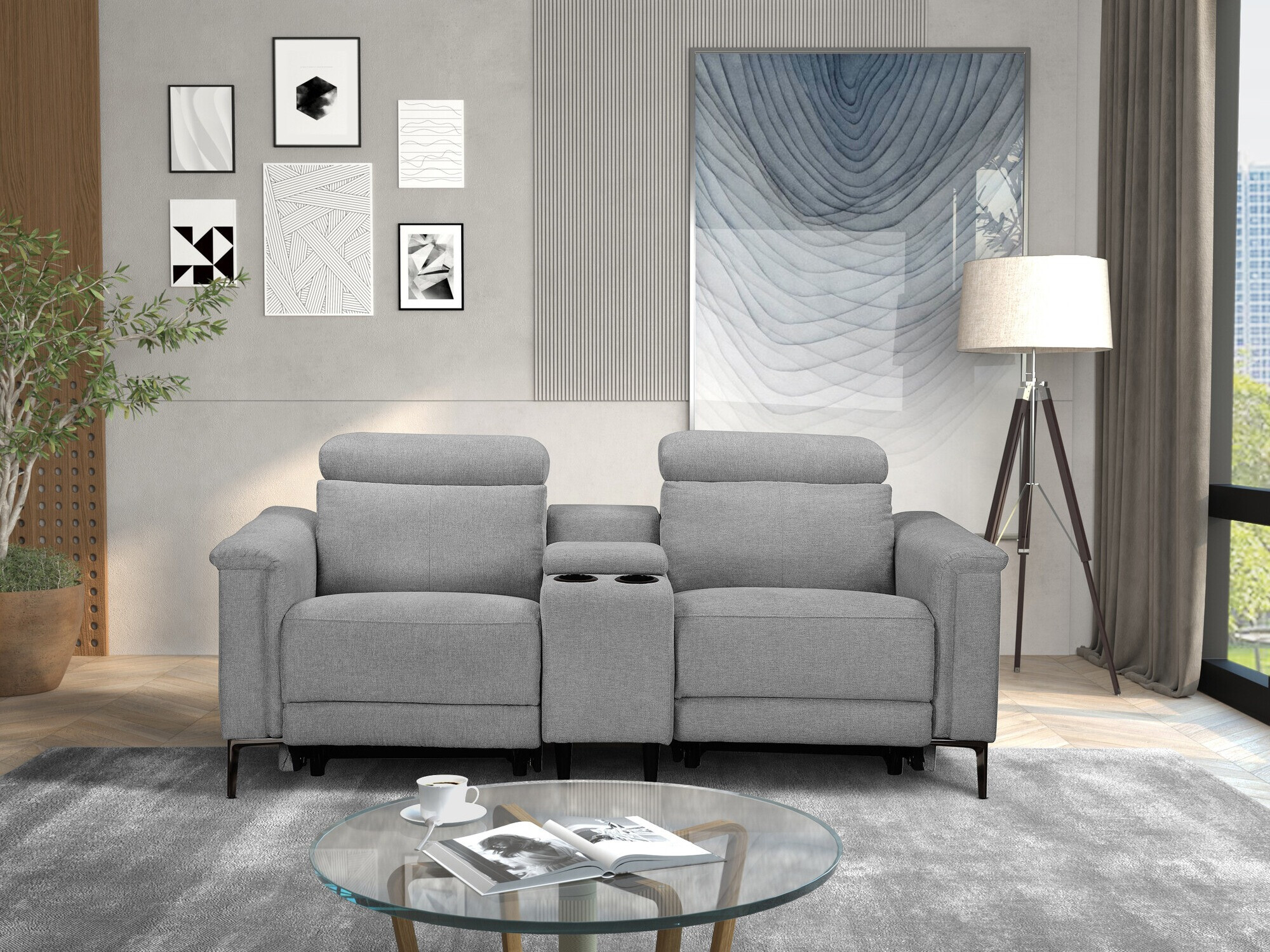 Sofá reclinable Denton 1468 (Gris)