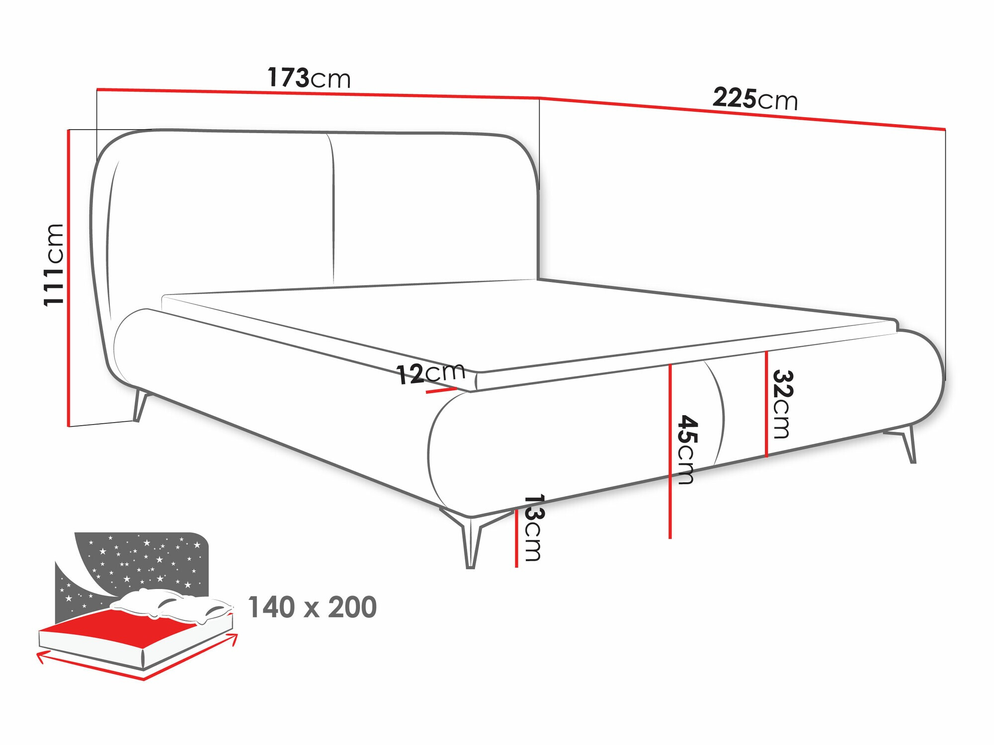 Cama Clovis 119 (Coral 65)