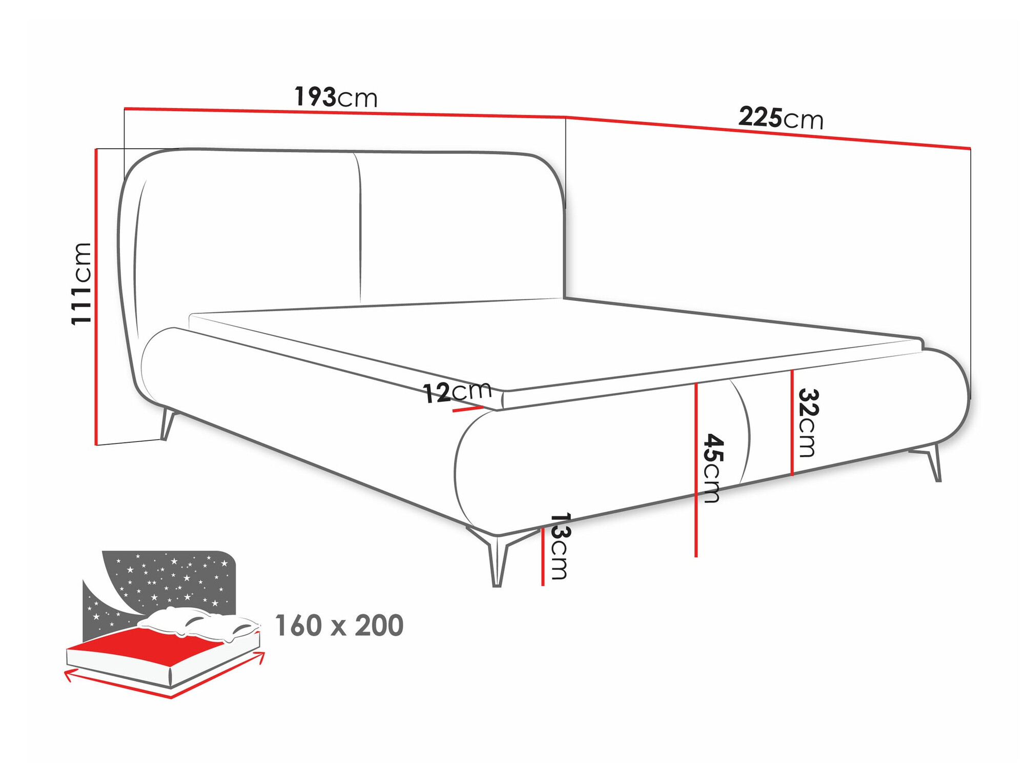 Cama Clovis 119 (Coral 75)