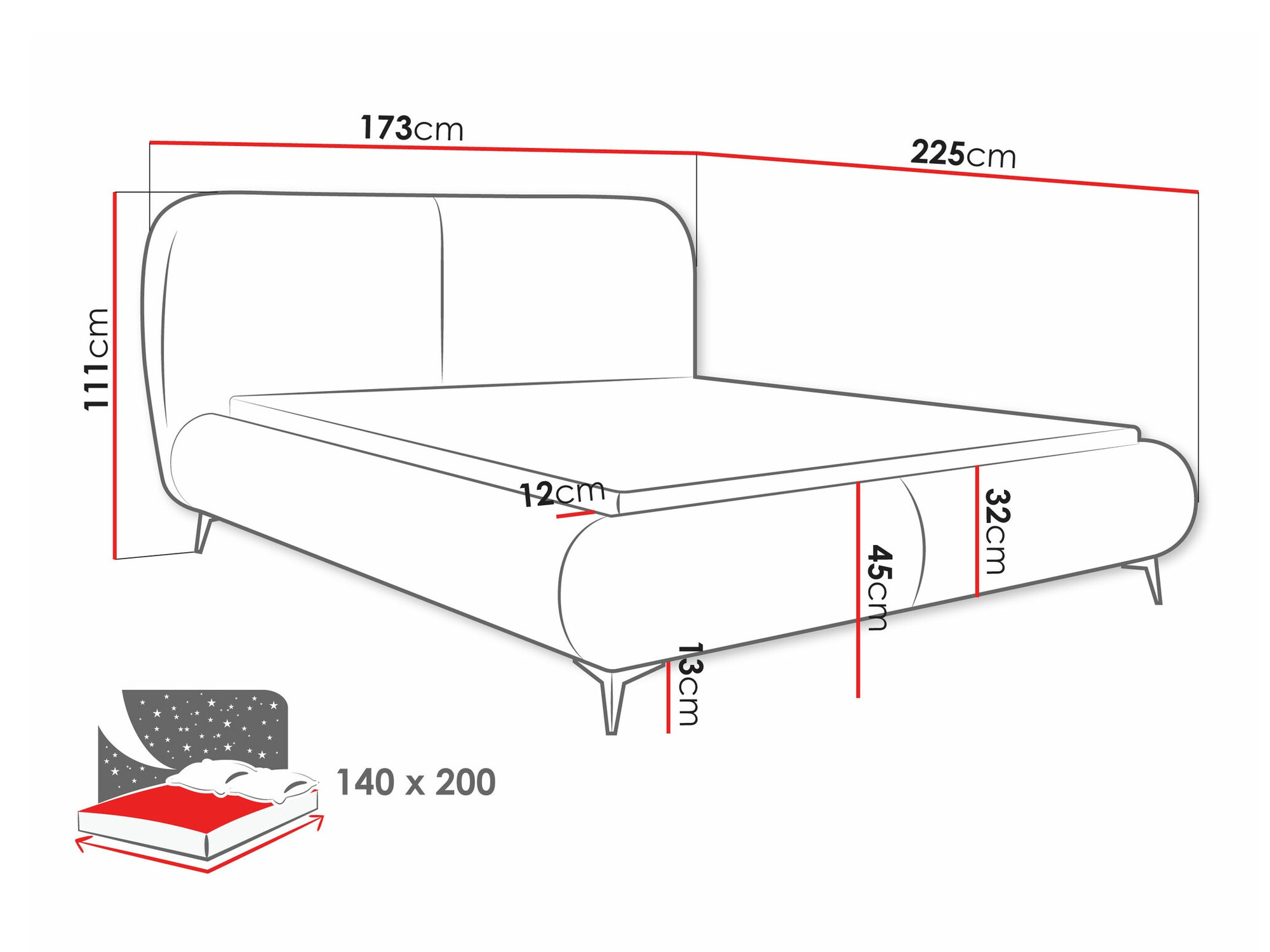 Cama Clovis 119 (Coral 80)