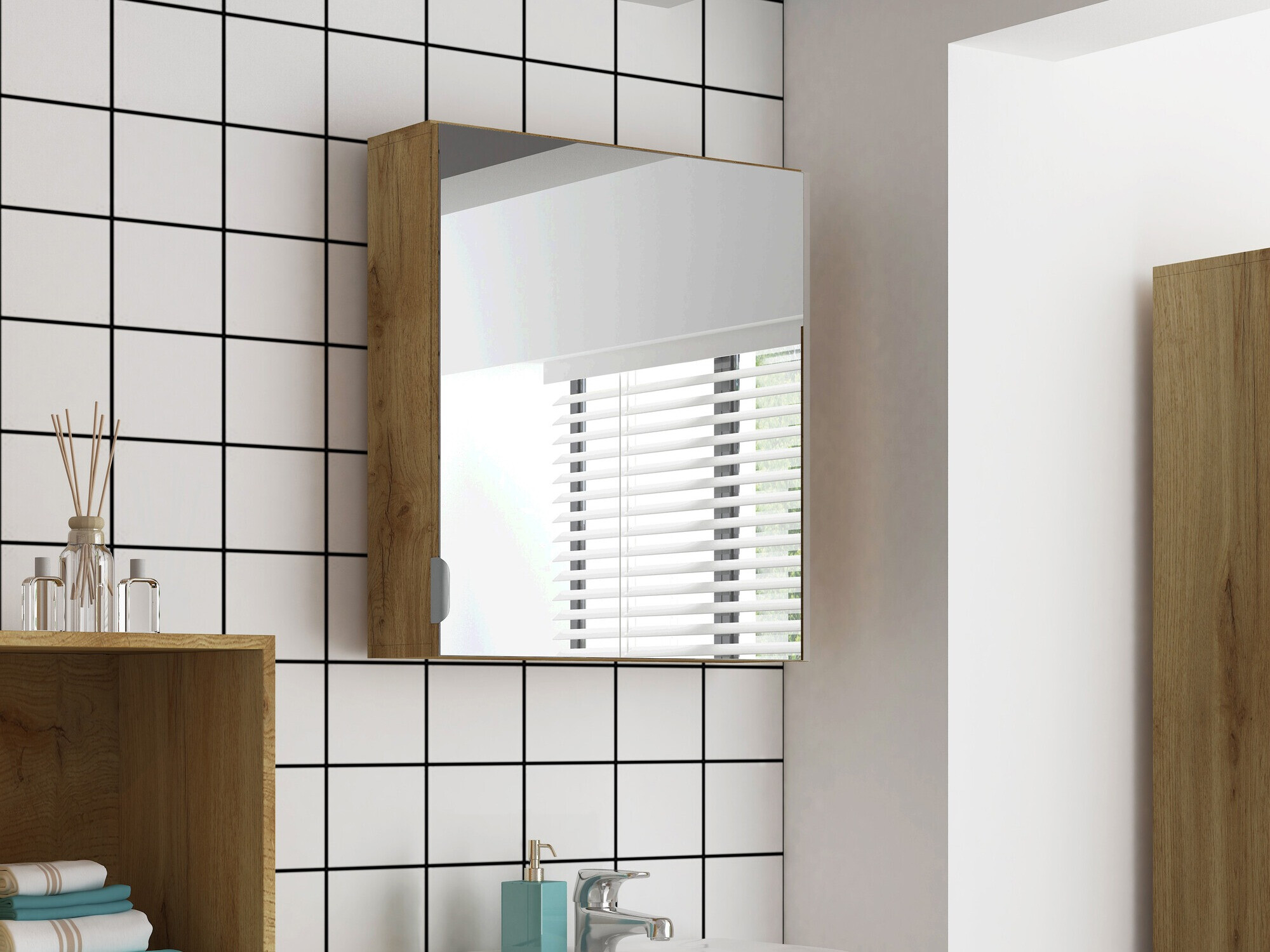 Mueble para baño con espejo Tivcore 102 (Roble wotan)