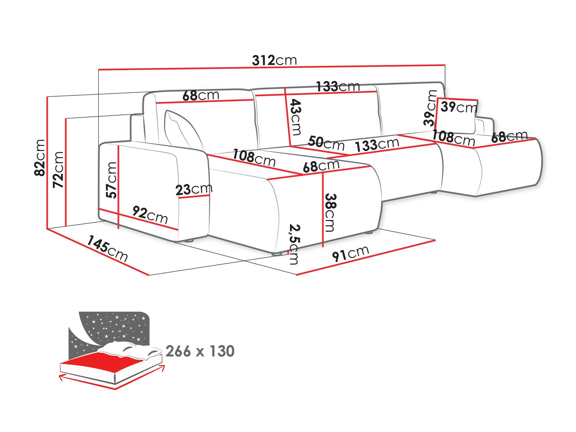 Sofá rinconero Shelton 103 (Poso 14)