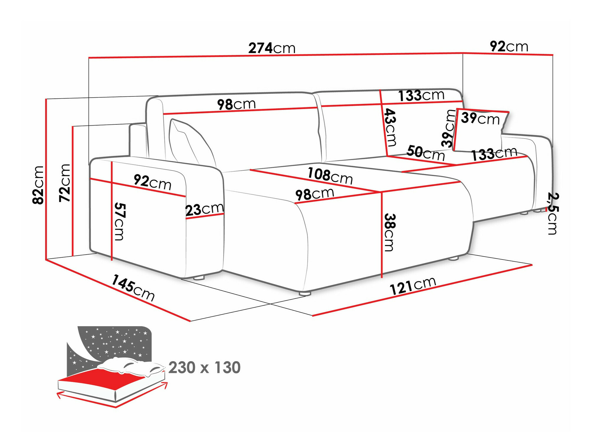 Sofá rinconero Shelton 108 (Poso 22)