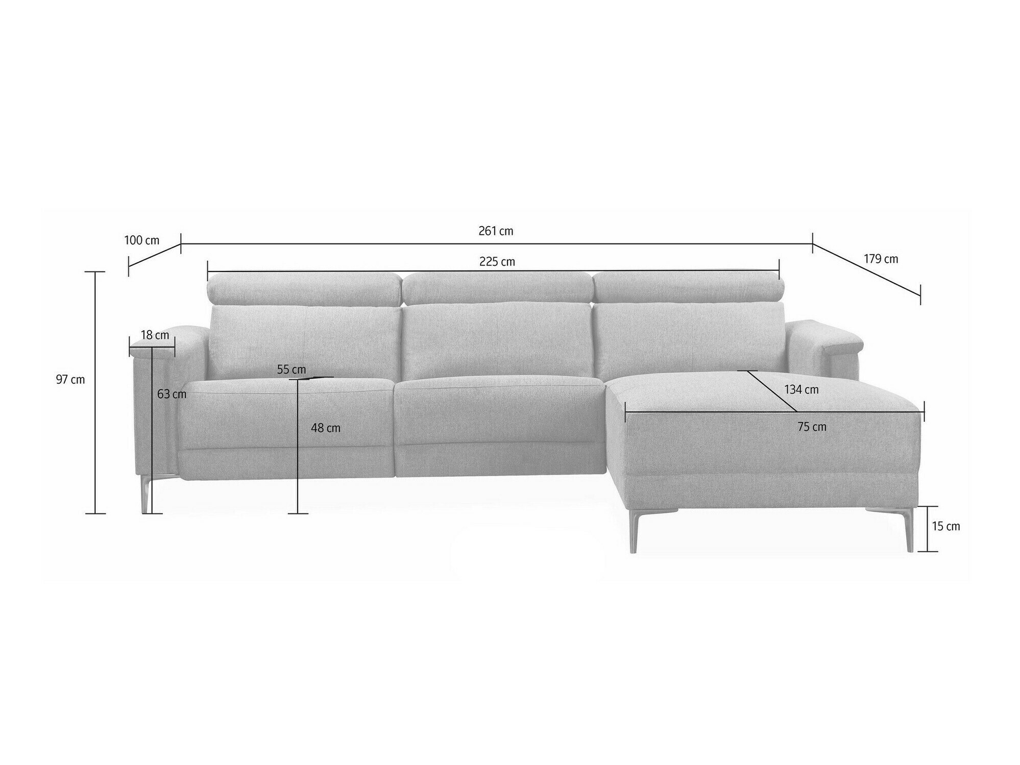 Sillón reclinable de ángulo suave Denton 1474 (Gris)