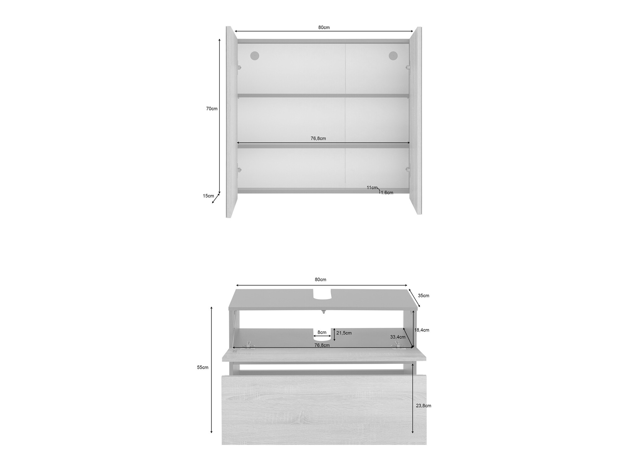 Conjunto de mueble de baño Soncamu 116 (Blanco)