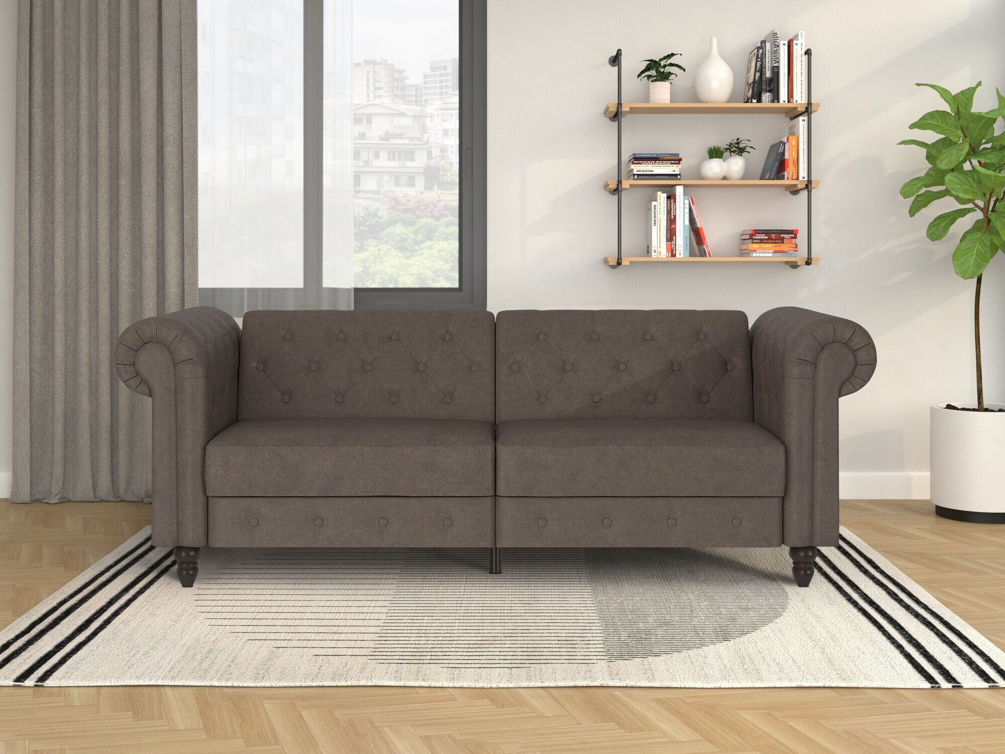 Sofá chesterfield Tulsa 217 (Marrón oscuro)