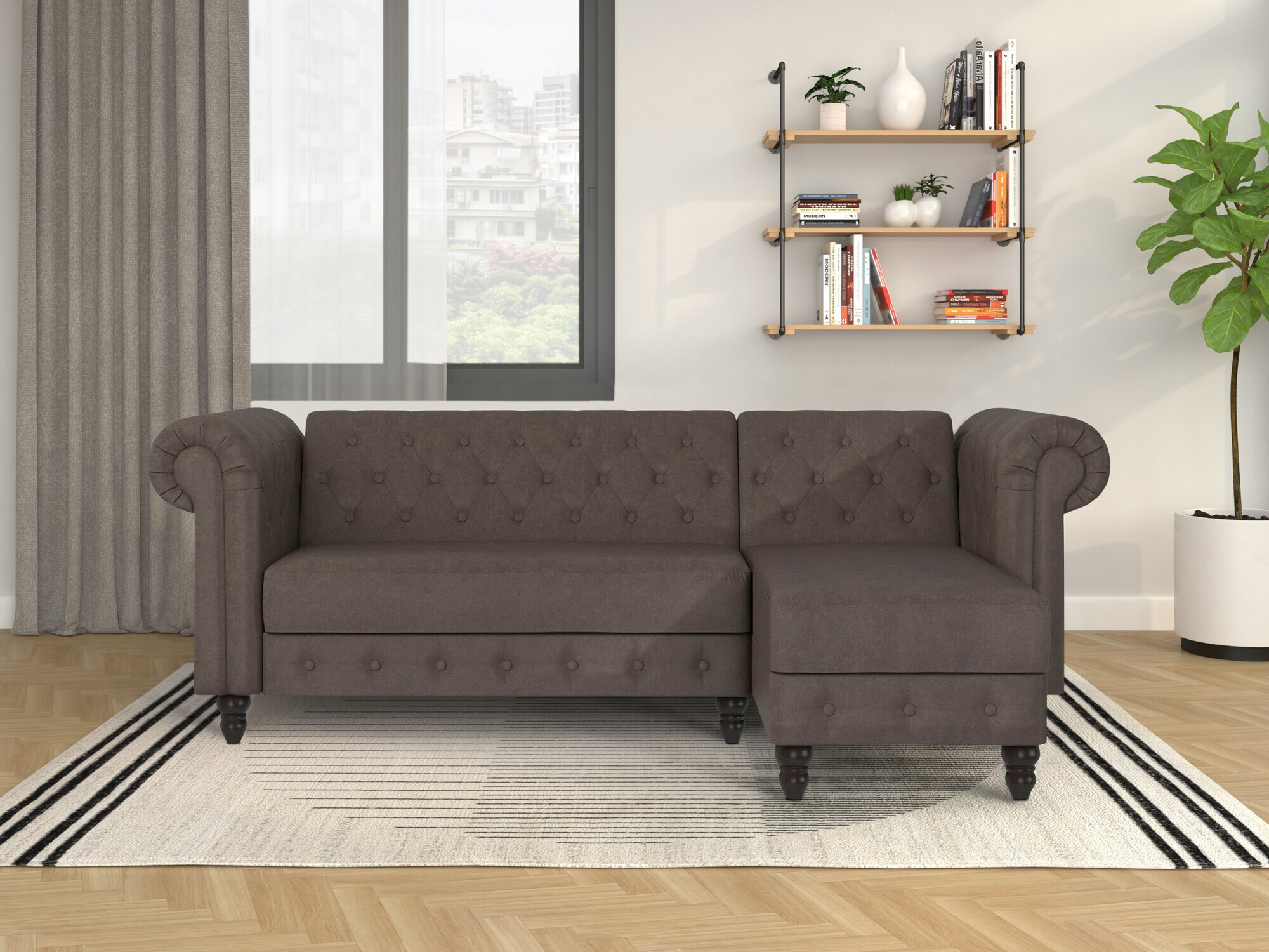 Chesterfield sofá rinconero Tulsa 622 (Marrón)