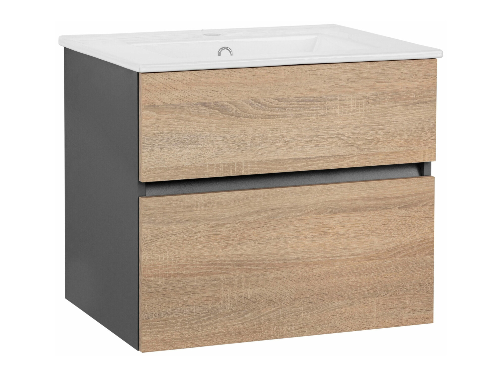 Armario de baño colgante para lavabo Denton 1478 (Antracita + Roble)