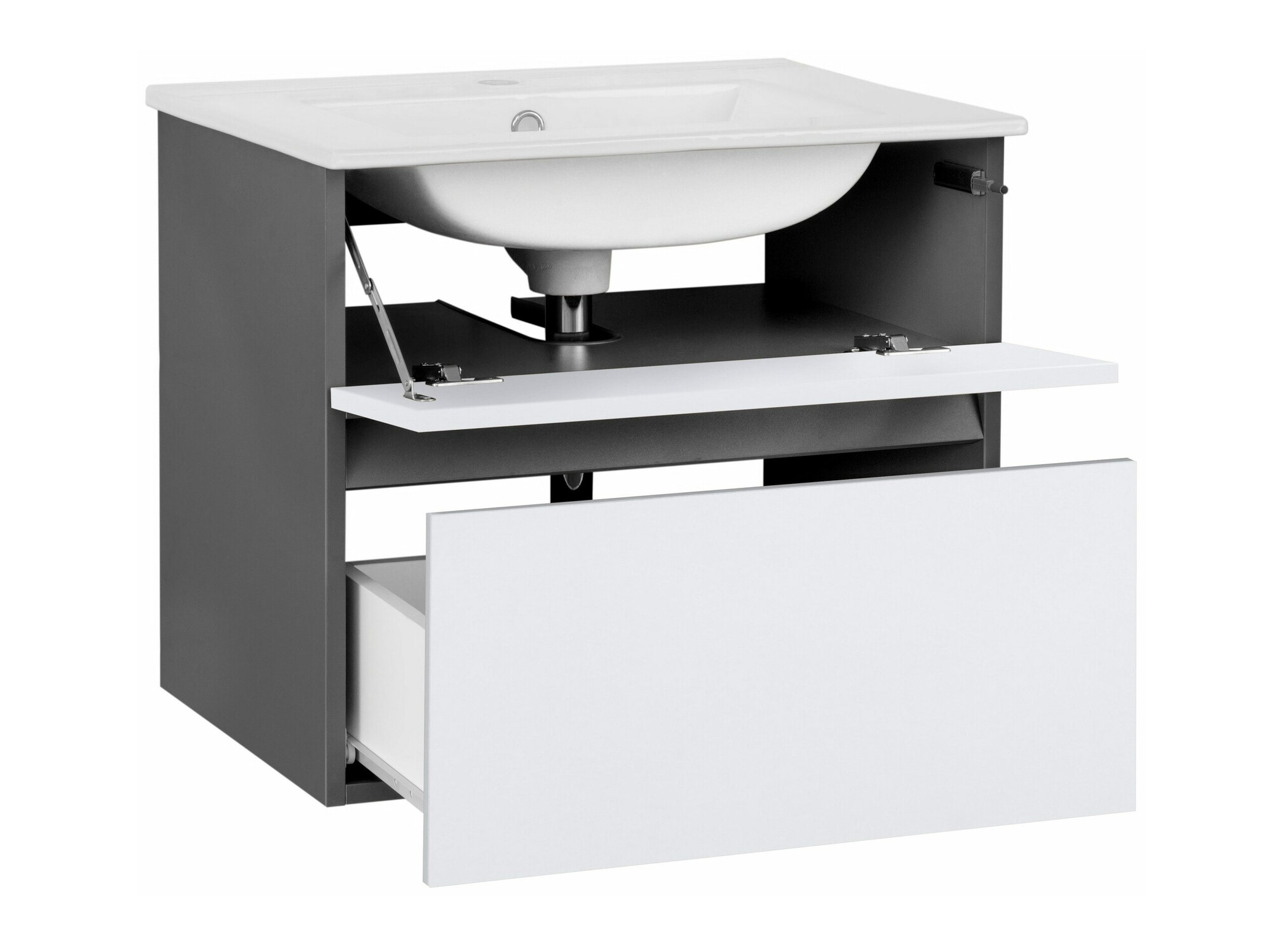 Armario de baño colgante para lavabo Denton 1478 (Blanco + Antracita)