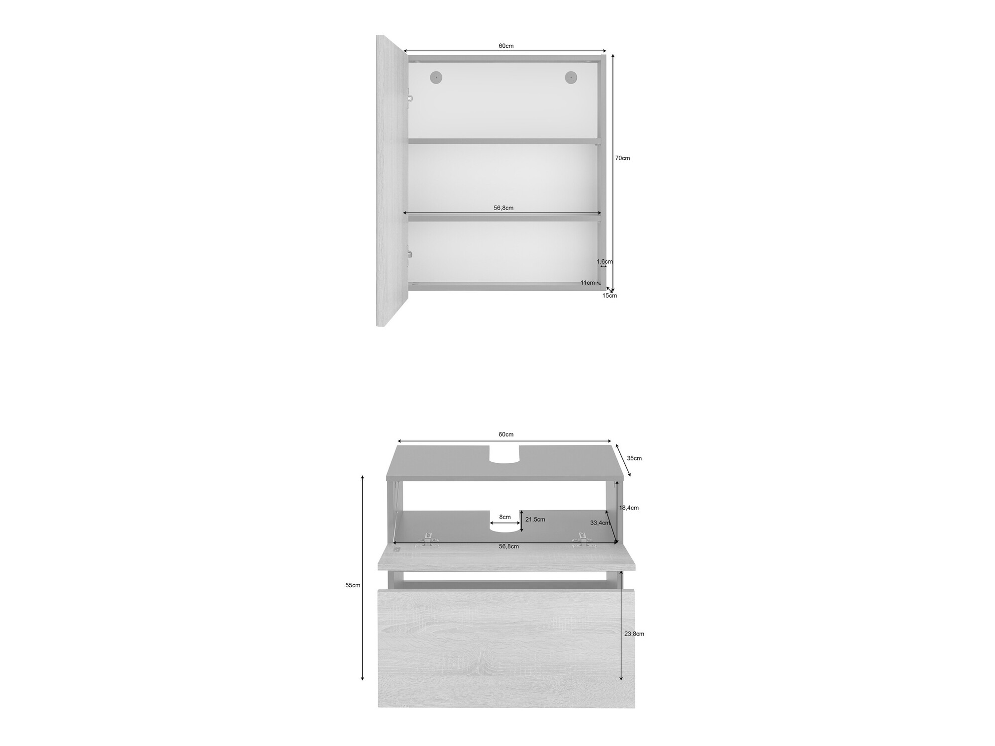 Conjunto de mueble de baño Soncamu 117 (Blanco)
