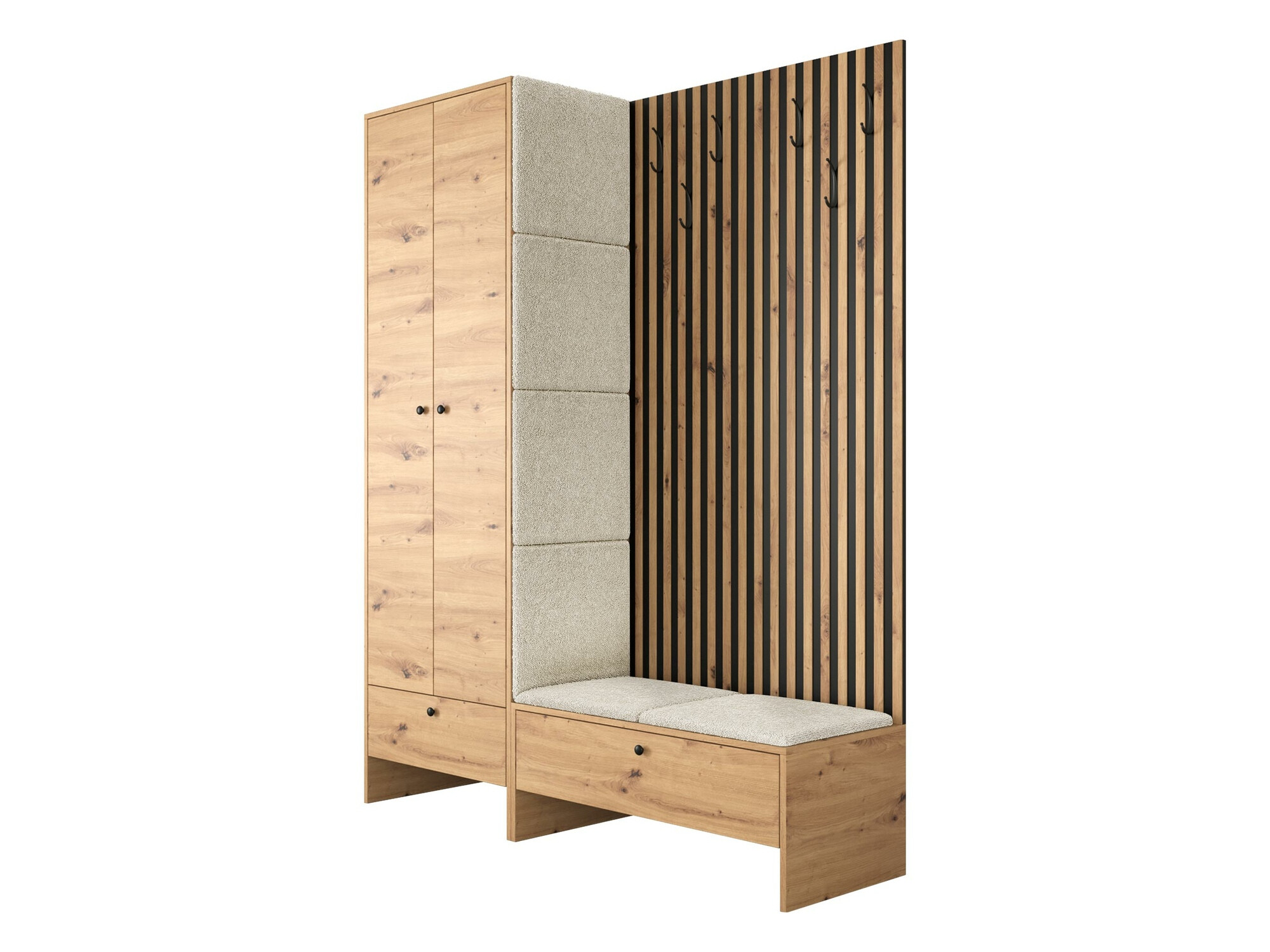 Conjunto para recibidor Donio III (Roble Artisan + Abriamo 03)