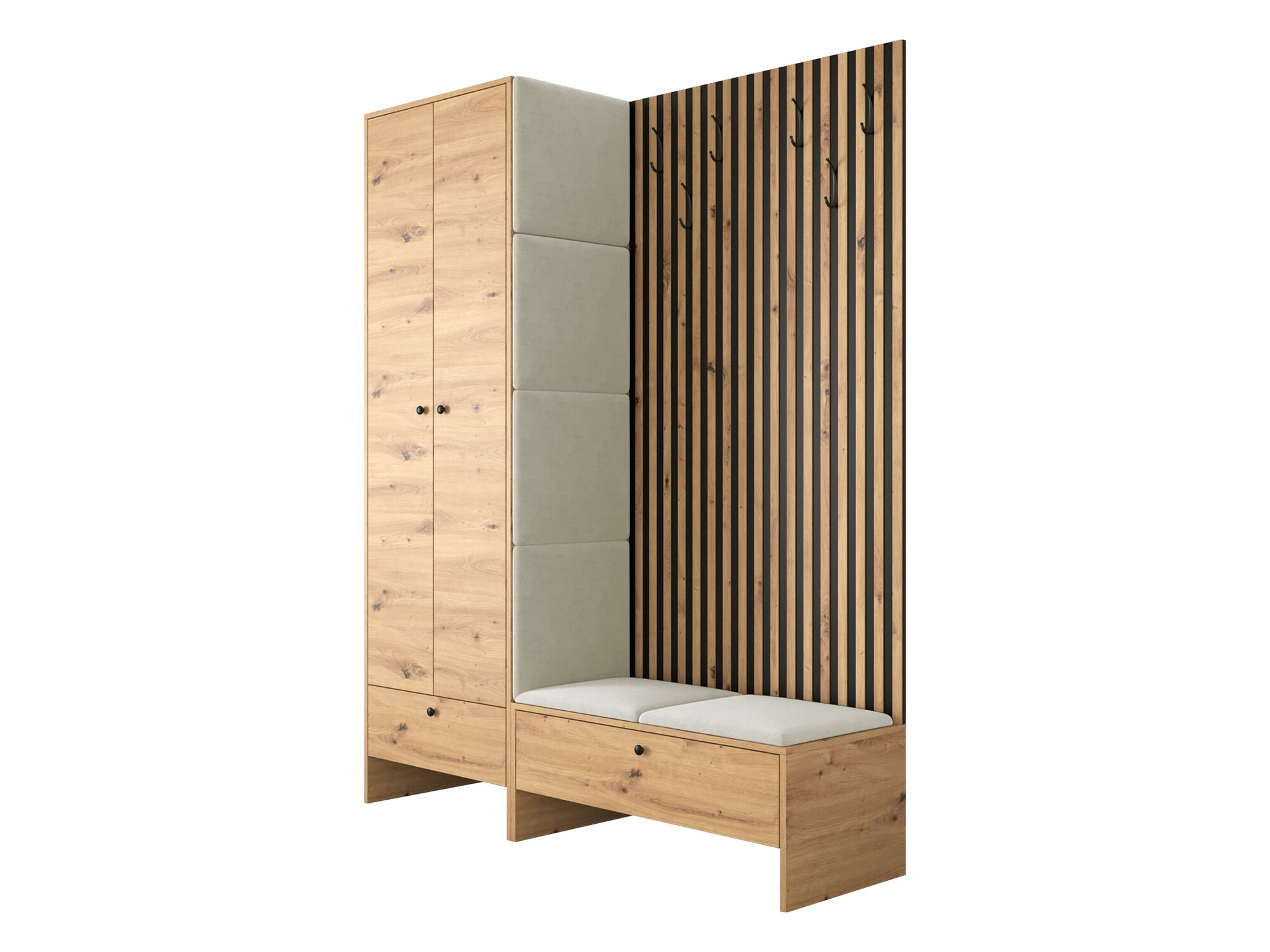 Conjunto para recibidor Donio III (Roble Artisan + Manila 02)