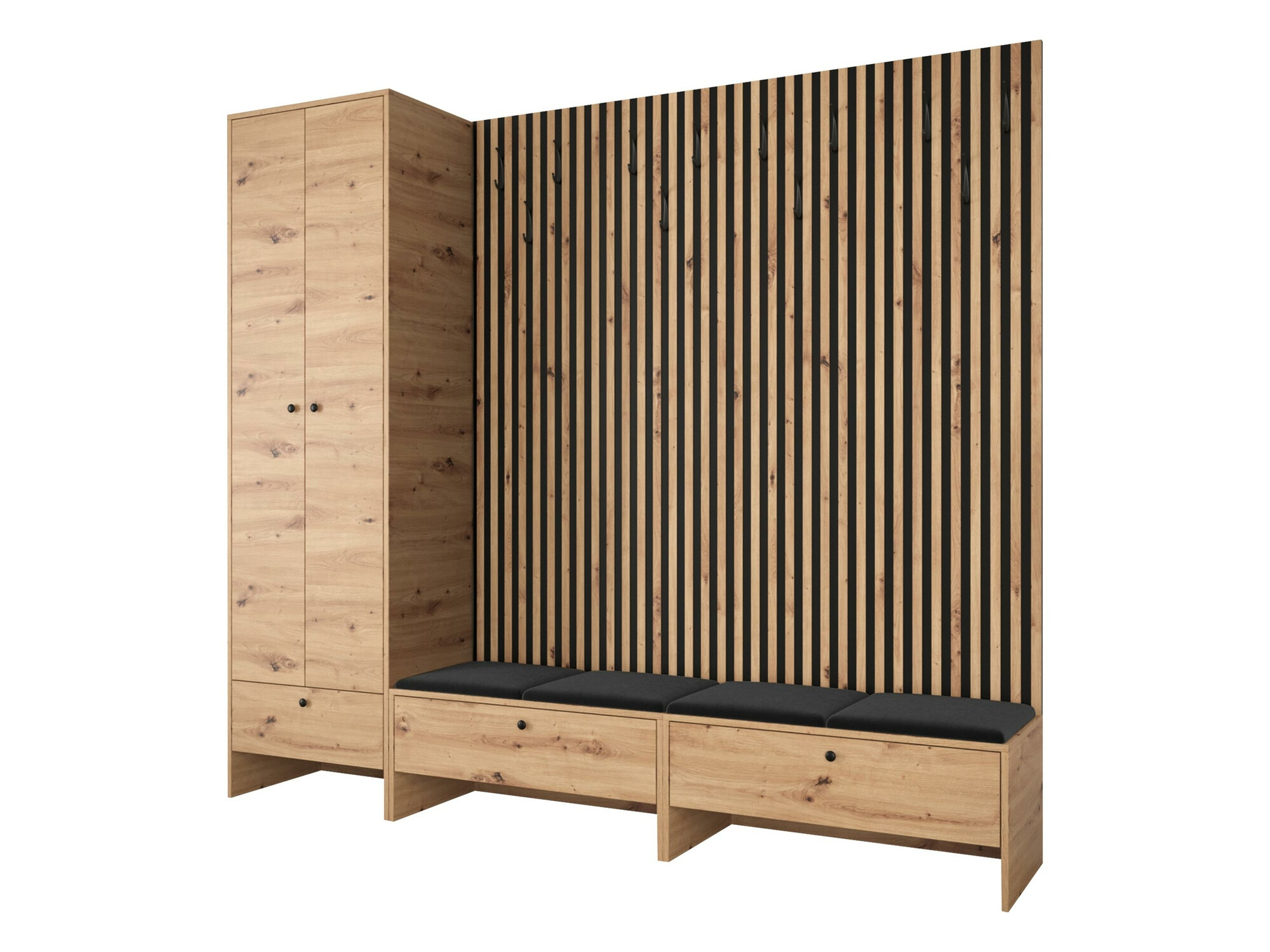 Conjunto para recibidor Donio VI (Roble Artisan + Manila 18)