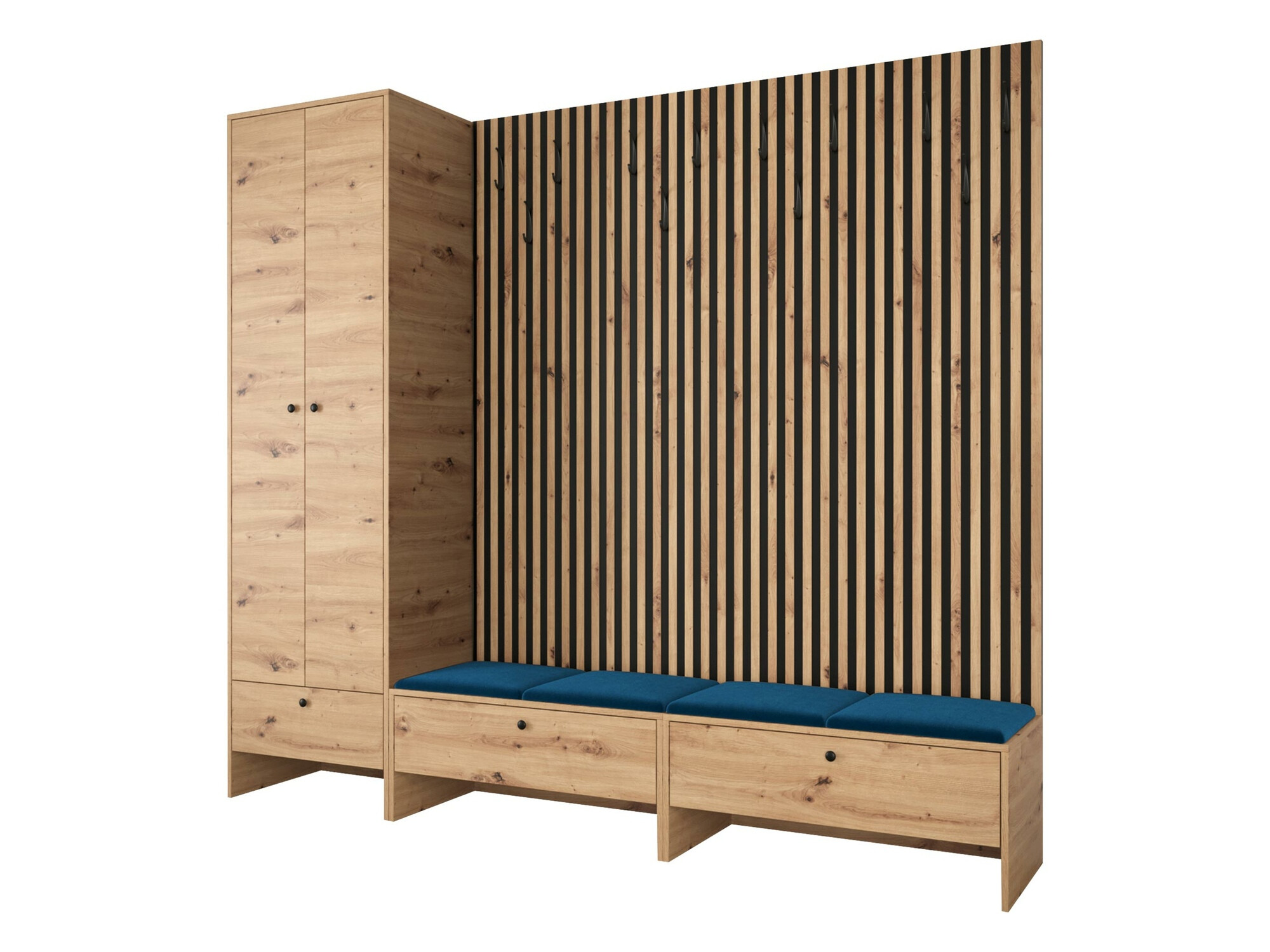 Conjunto para recibidor Donio VI (Roble Artisan + Manila 26)