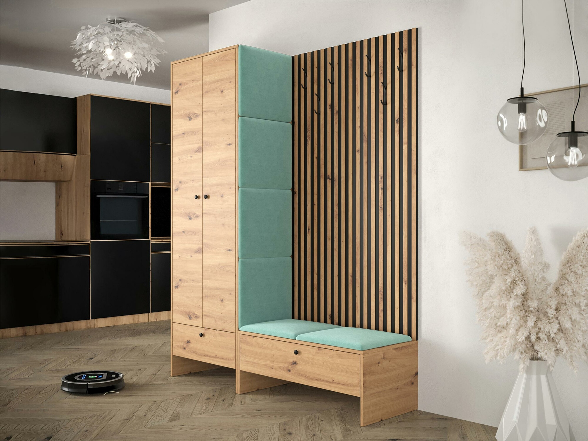 Conjunto para recibidor Hartford 320 (Roble Artisan + Manila 11)