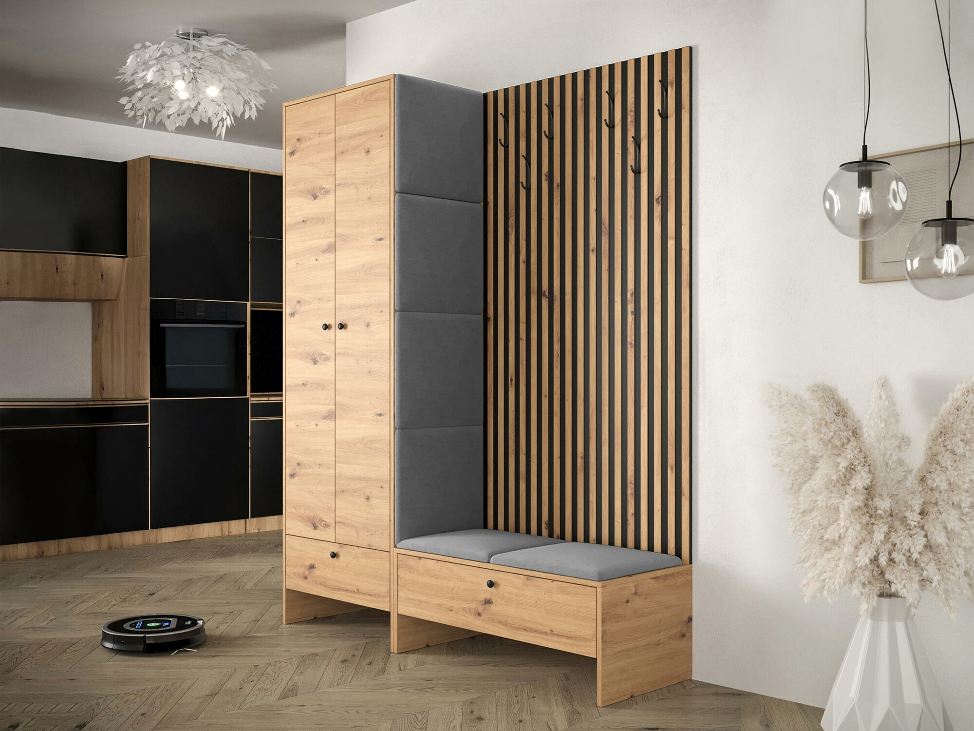 Conjunto para recibidor Hartford 320 (Roble Artisan + Manila 16)