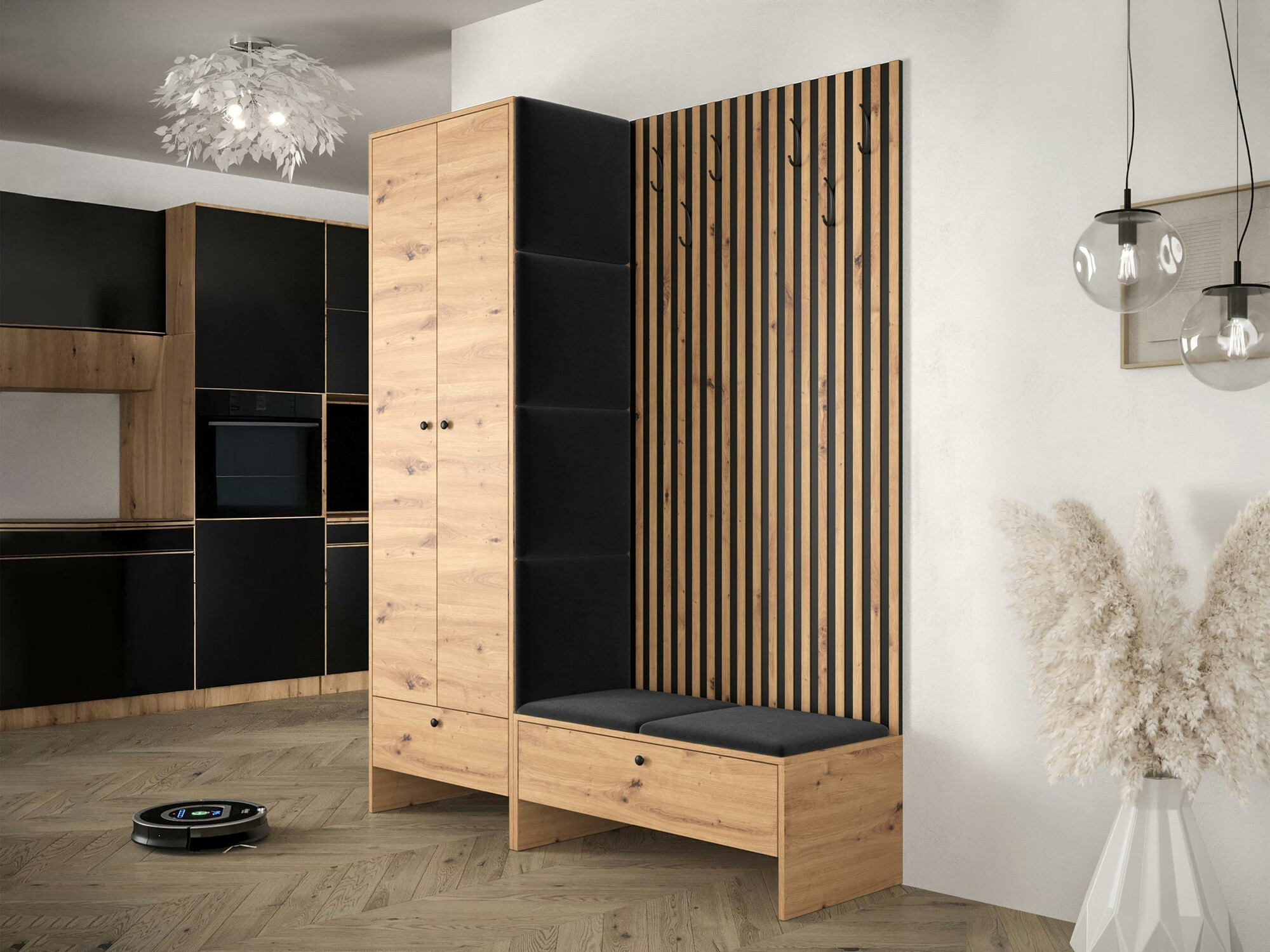 Conjunto para recibidor Hartford 320 (Roble Artisan + Manila 18)