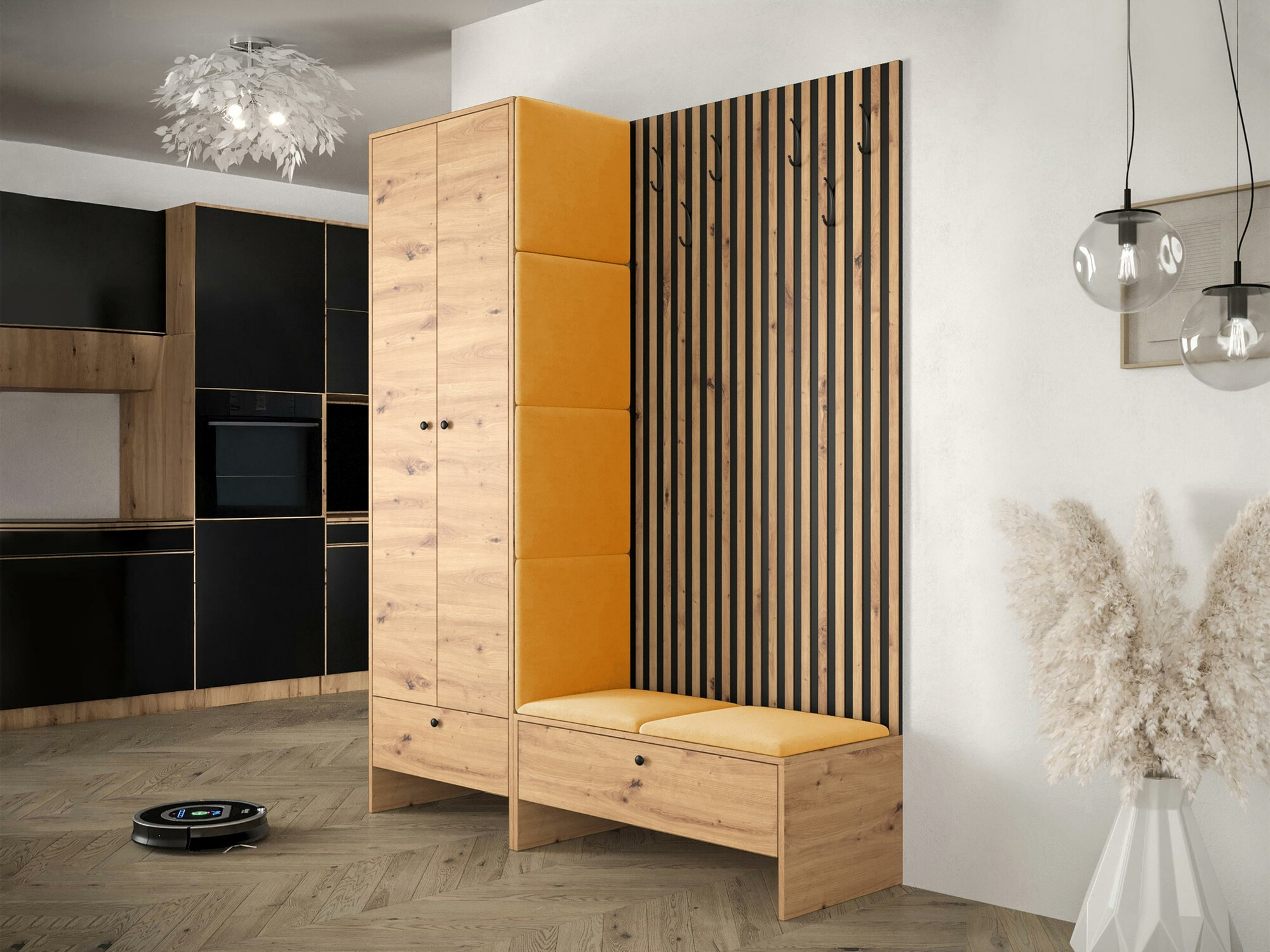 Conjunto para recibidor Hartford 320 (Roble Artisan + Manila 32)