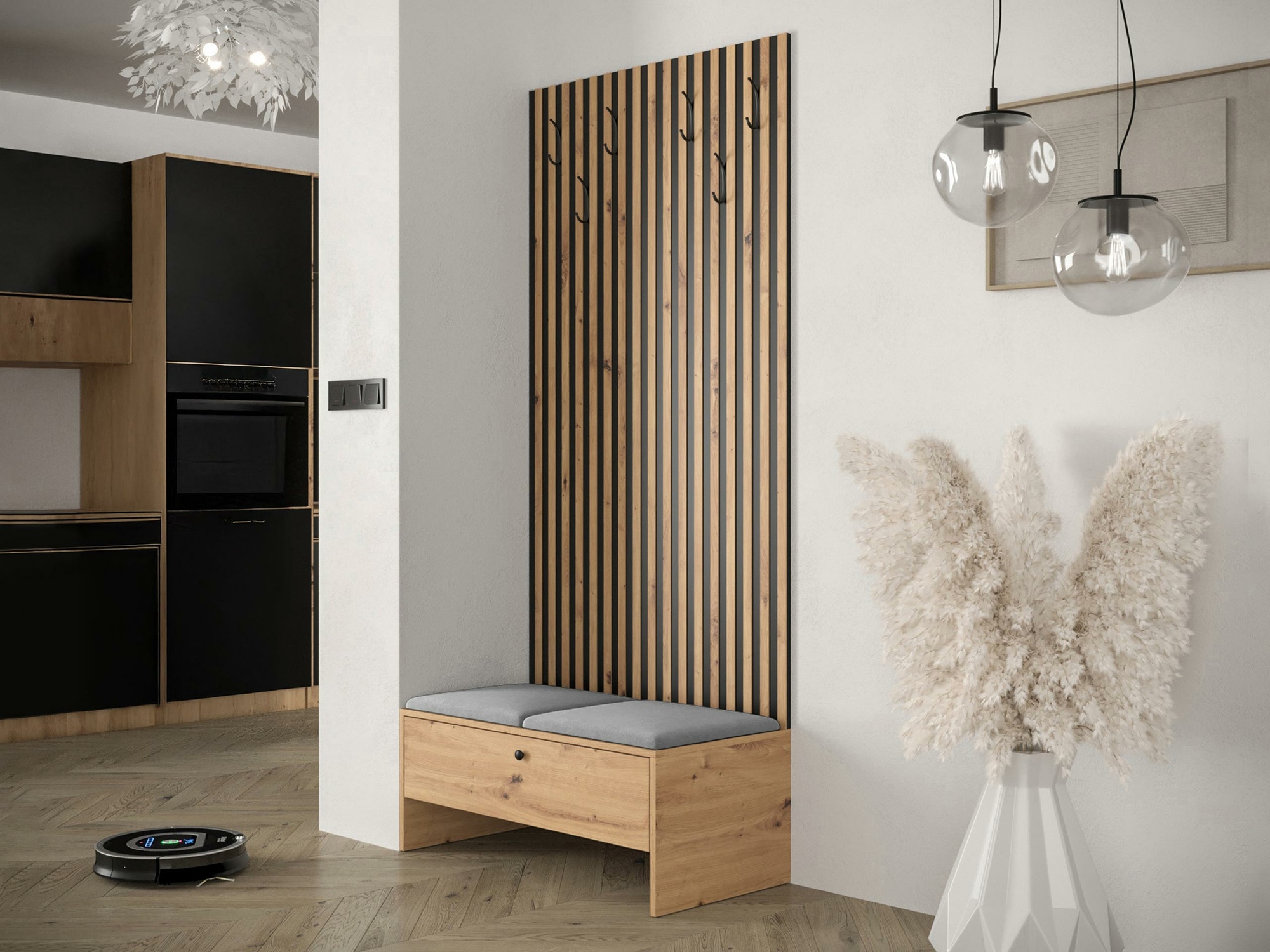 Conjunto para recibidor Hartford 321 (Roble Artisan + Manila 16)