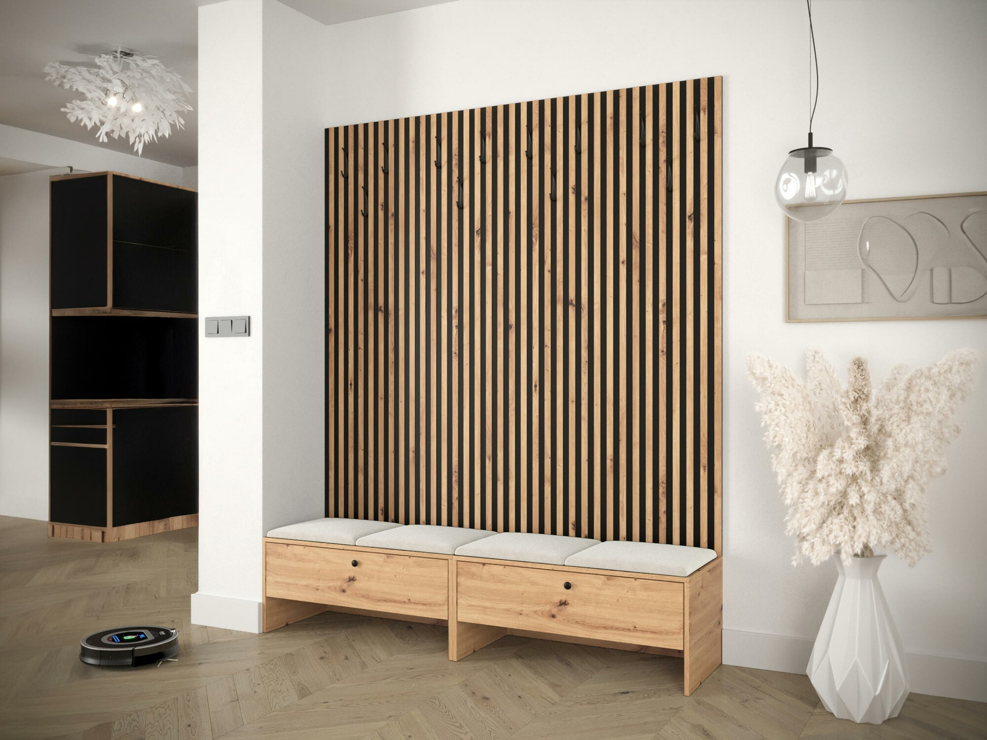 Conjunto para recibidor Hartford 485 (Roble Artisan + Manila 02)