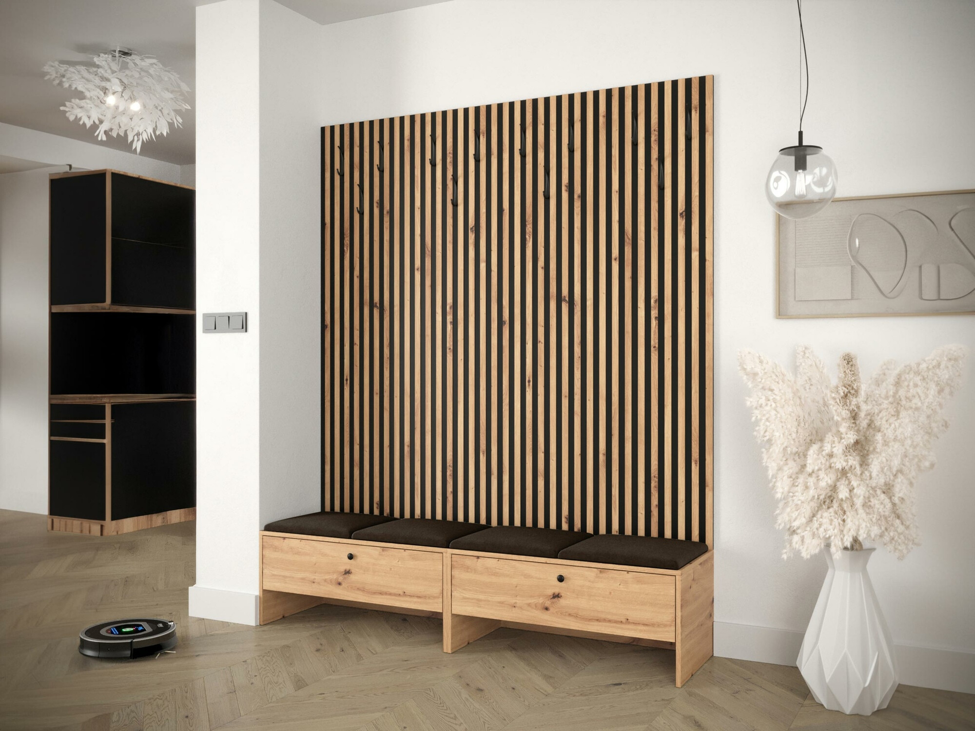 Conjunto para recibidor Hartford 485 (Roble Artisan + Manila 04)