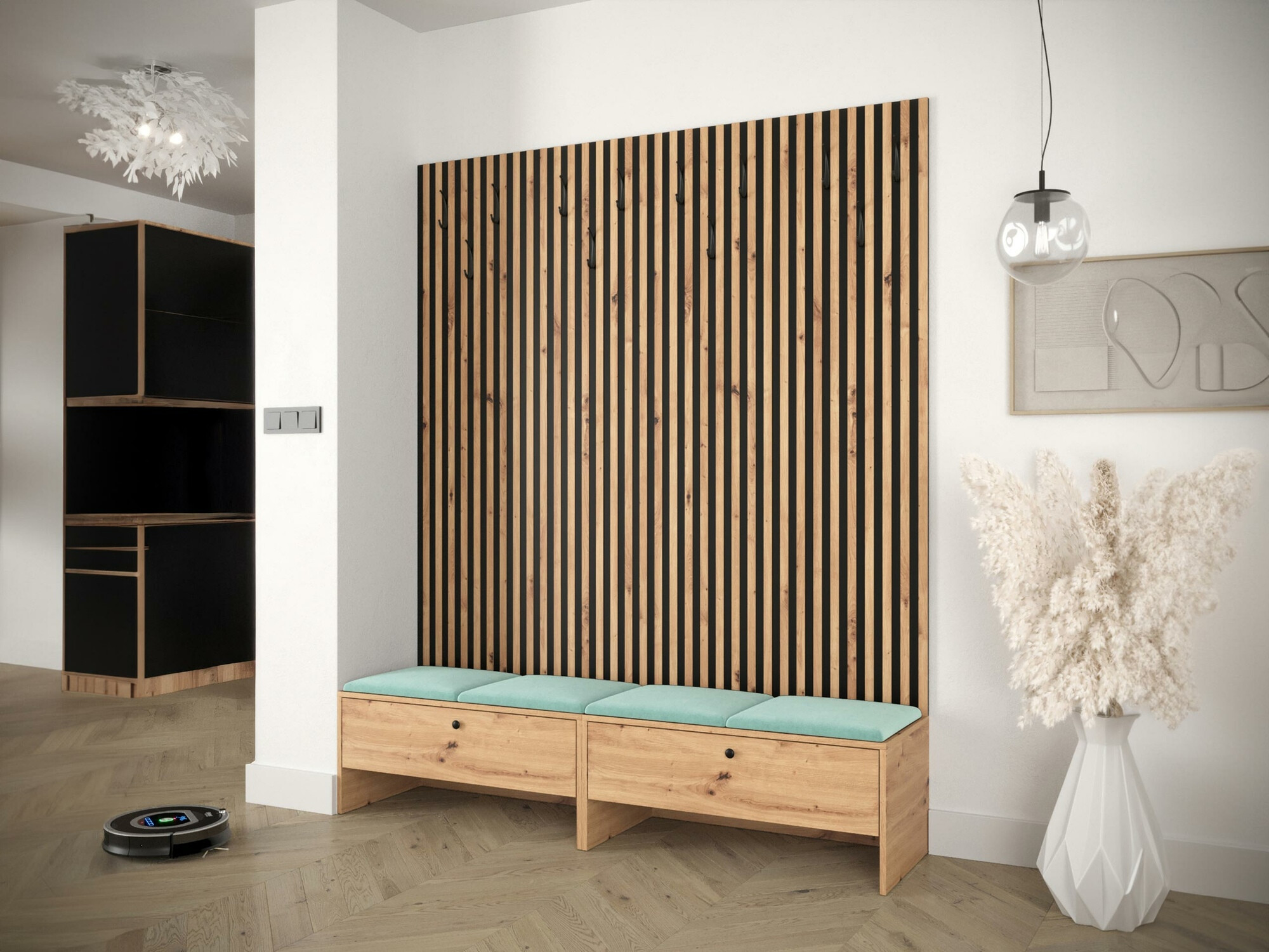 Conjunto para recibidor Hartford 485 (Roble Artisan + Manila 11)