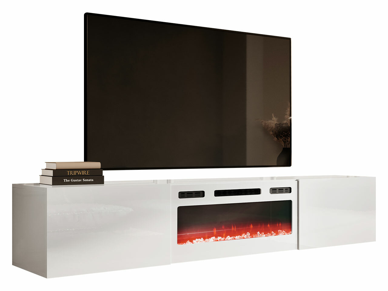 Mueble TV Charlotte 162 (Blanco + Blanco brillante)