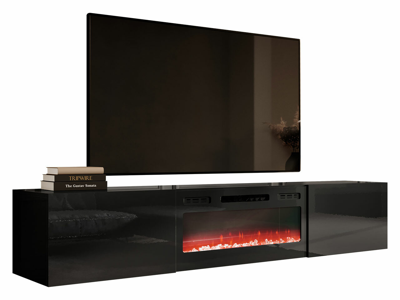 Mueble TV Charlotte 162 (Negro + Negro brillante)