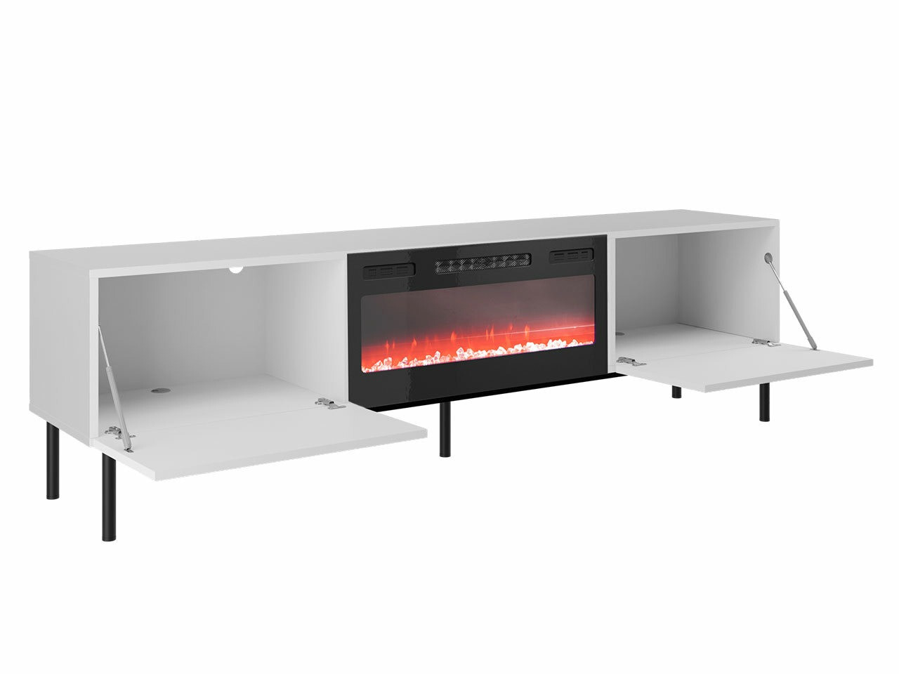 Mueble TV Charlotte 163 (Blanco + Blanco brillante + Dorado)