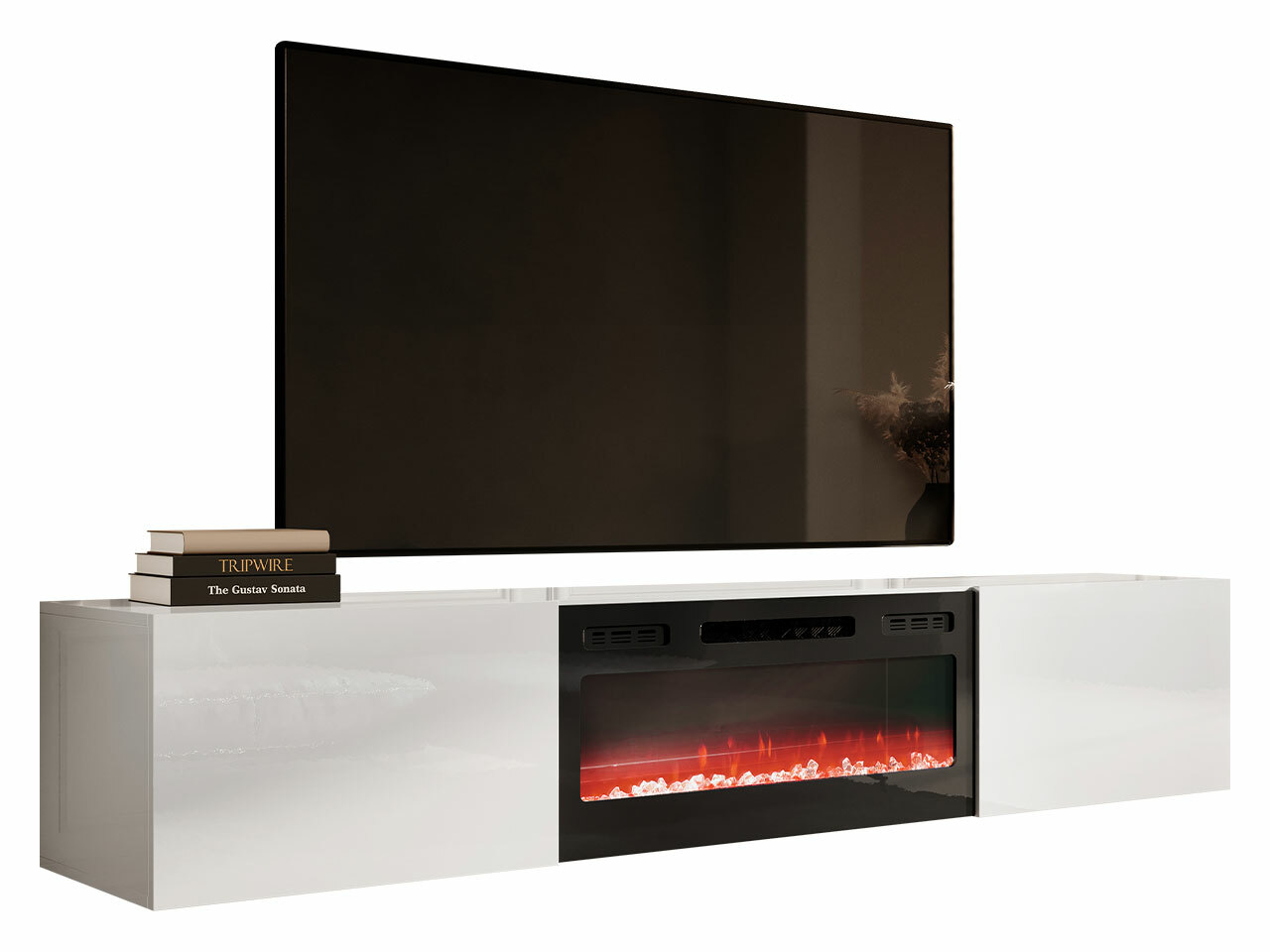 Mueble TV Imago I (Blanco + Blanco brillante)