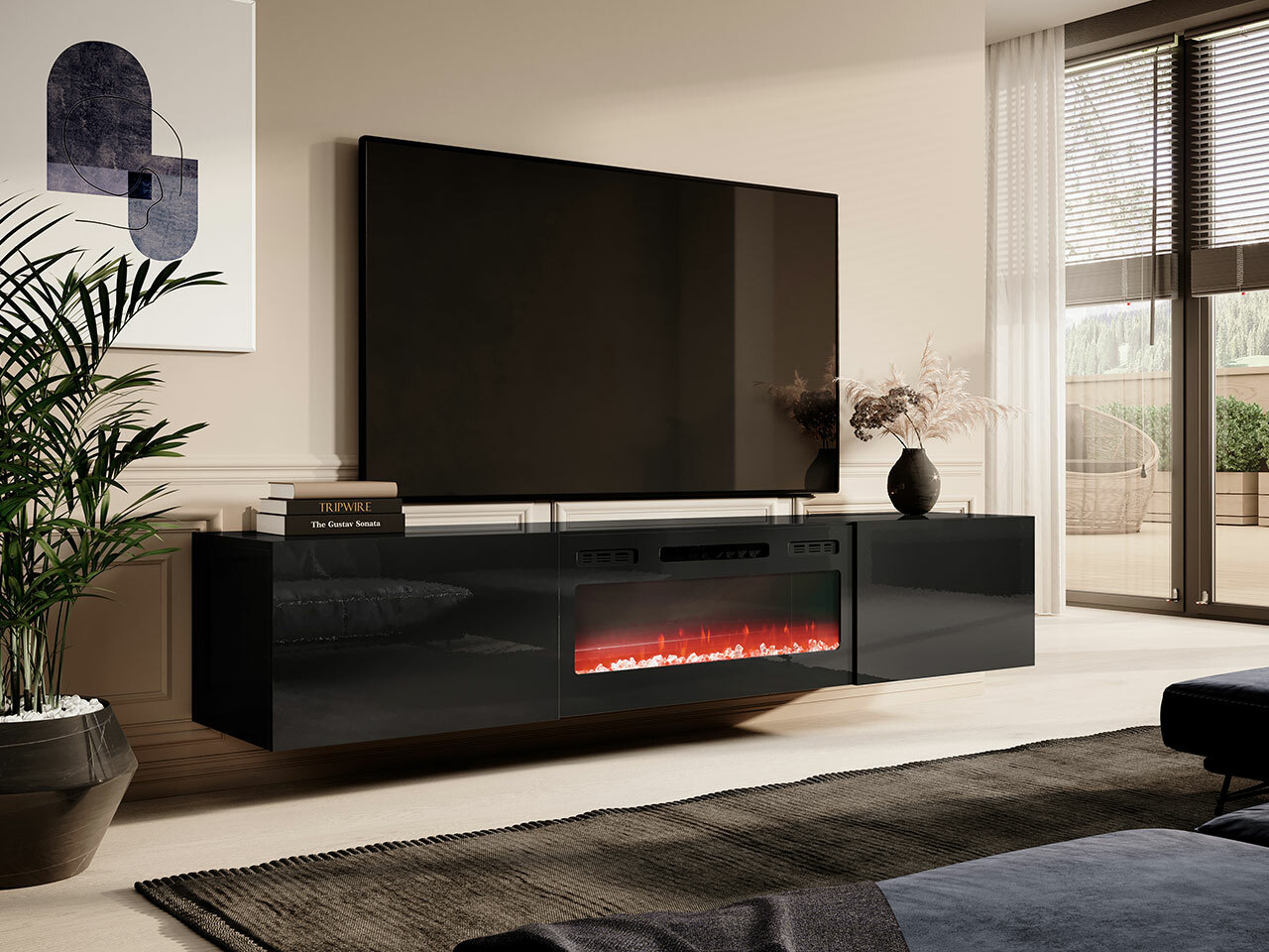 Mueble TV Imago I (Negro + Negro brillante)