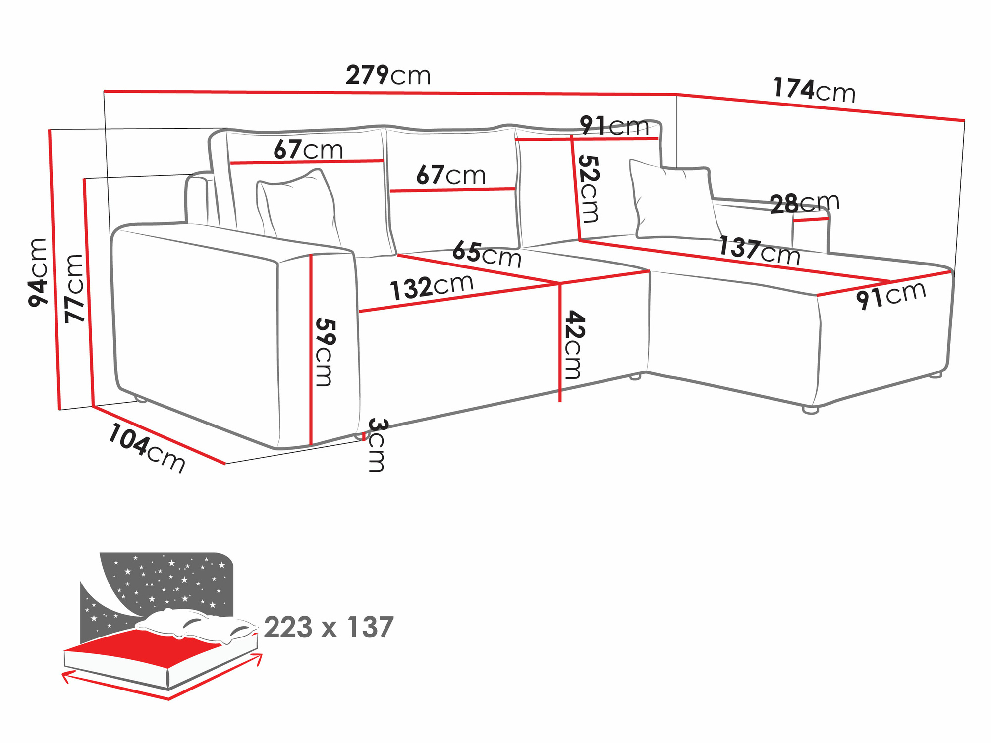 Sofá rinconero Clovis 108 (Poso 110)