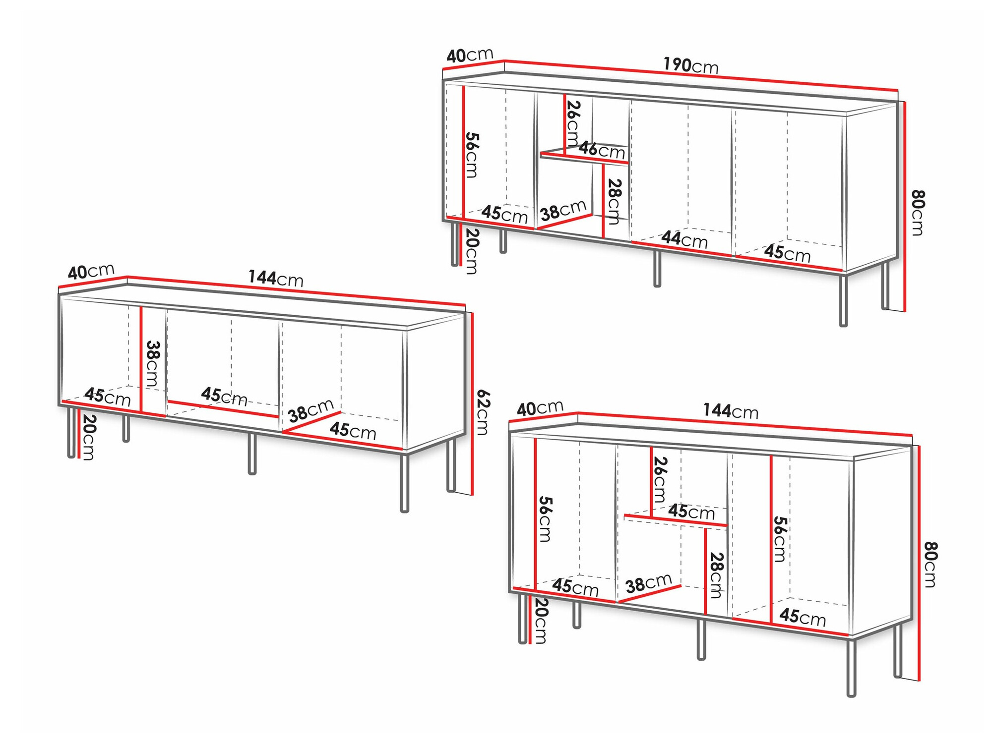 Conjunto de salón Monevare 105 (Negro + Roble wotan)