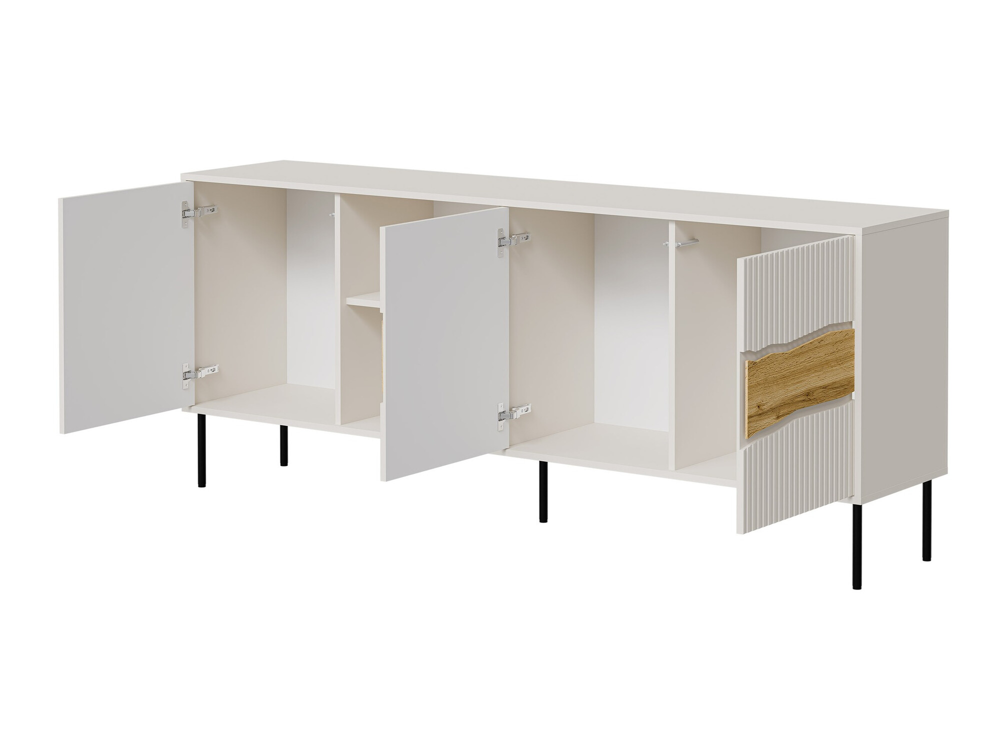 Conjunto de salón Monevare 105 (Negro + Roble wotan)