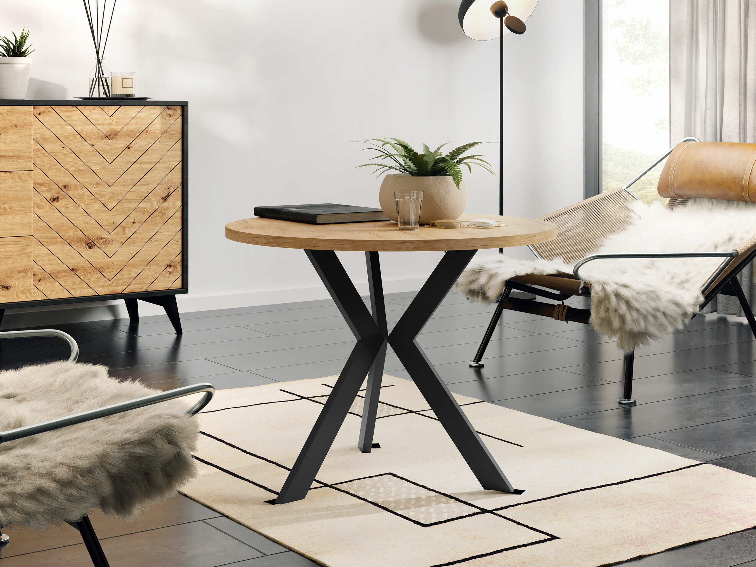 Mesa de centro Dearborn 106 (Roble dorado + Negro)