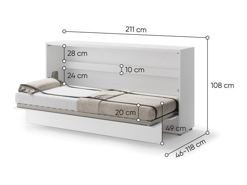 Cama plegable Concept Pro Lenart Levfere 115 (Blanco brillante)