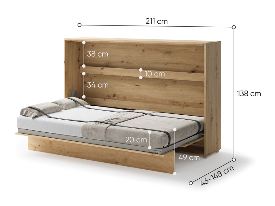 Cama plegable Concept Pro Lenart Levfere 115 (Roble Artisan)