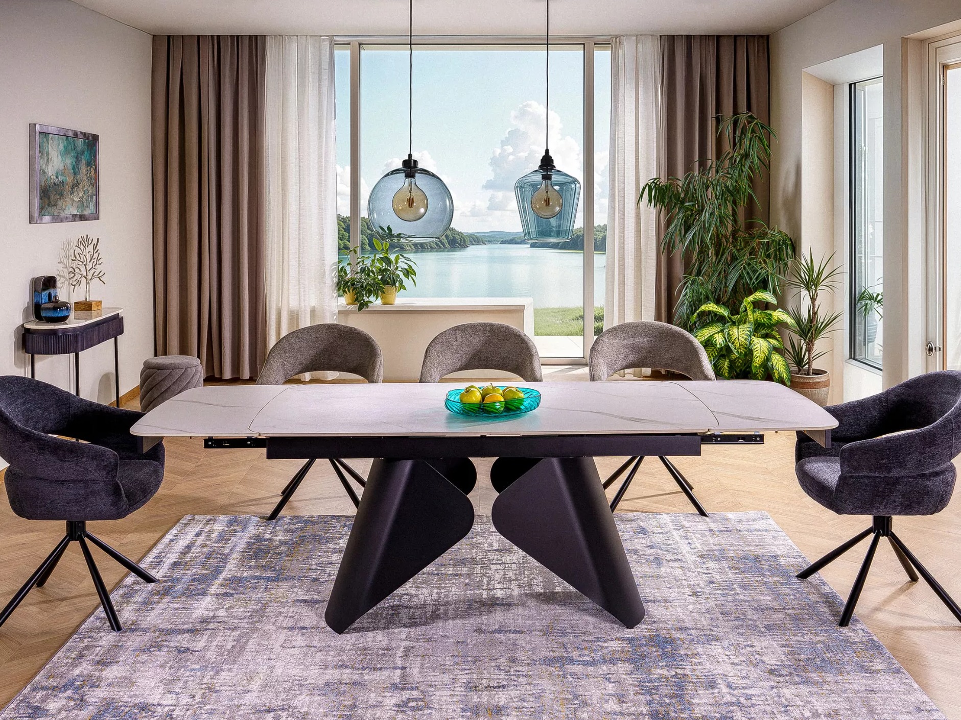 Mesa Detroit 757 (Mármol blanco + Negro)