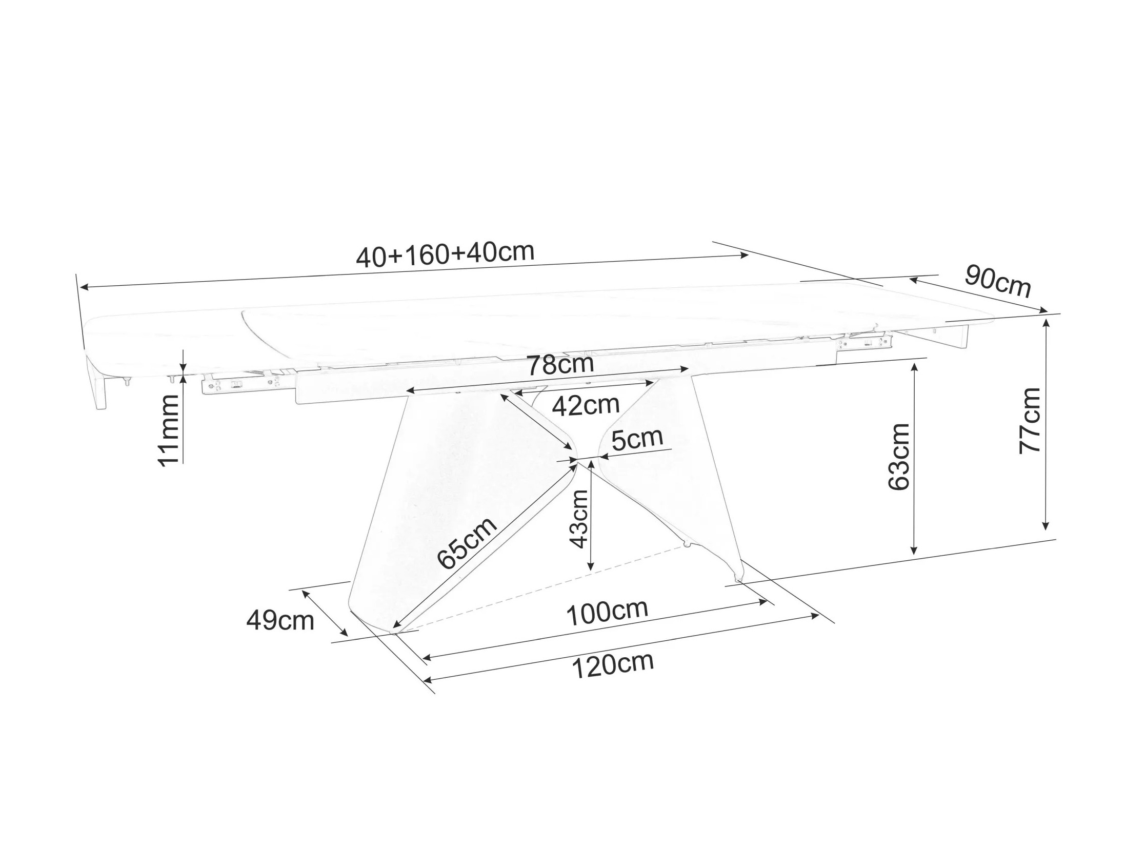 Mesa Detroit 757 (Mármol blanco + Negro)