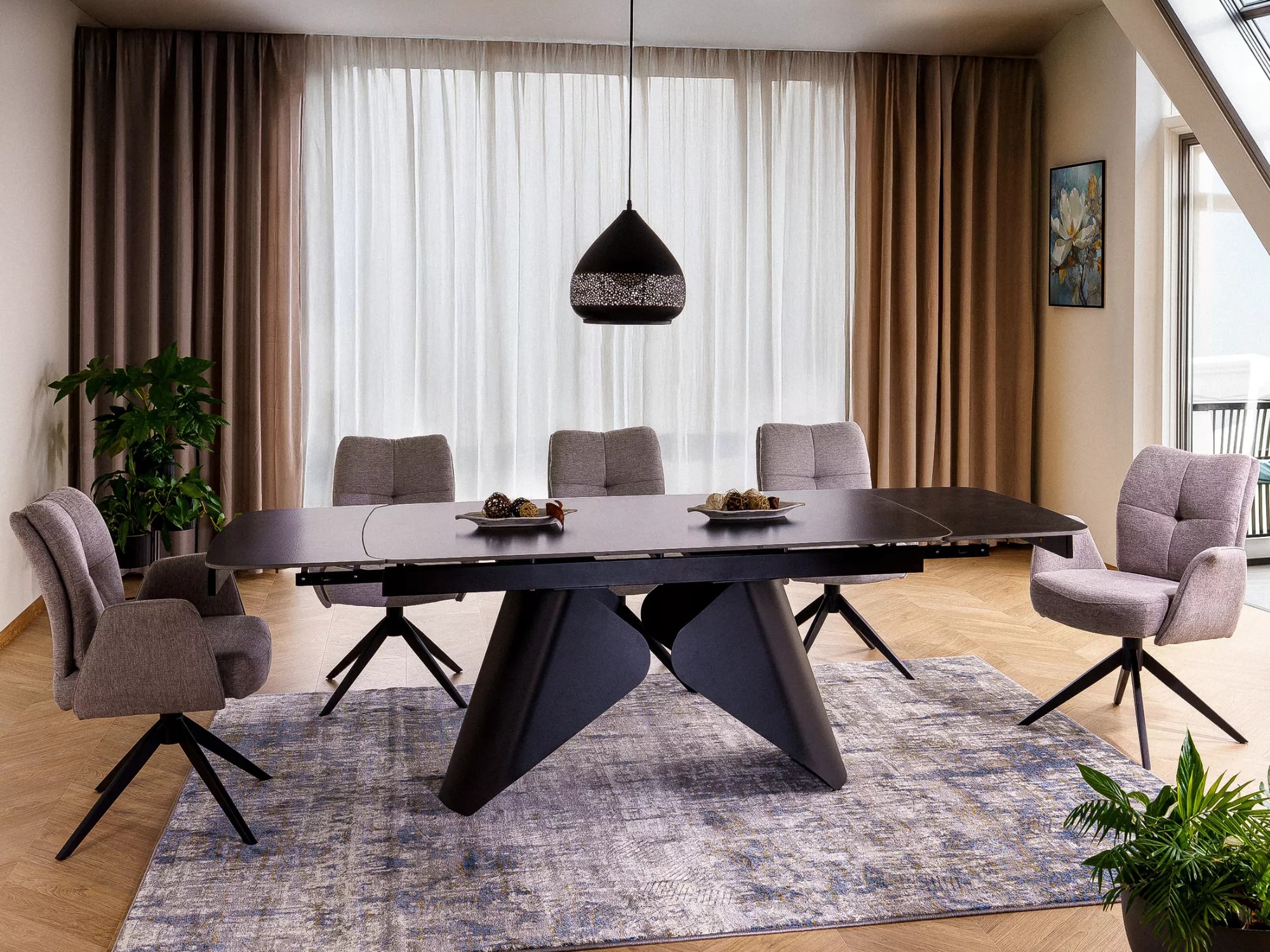 Mesa Detroit 757 (Mármol negro + Negro)