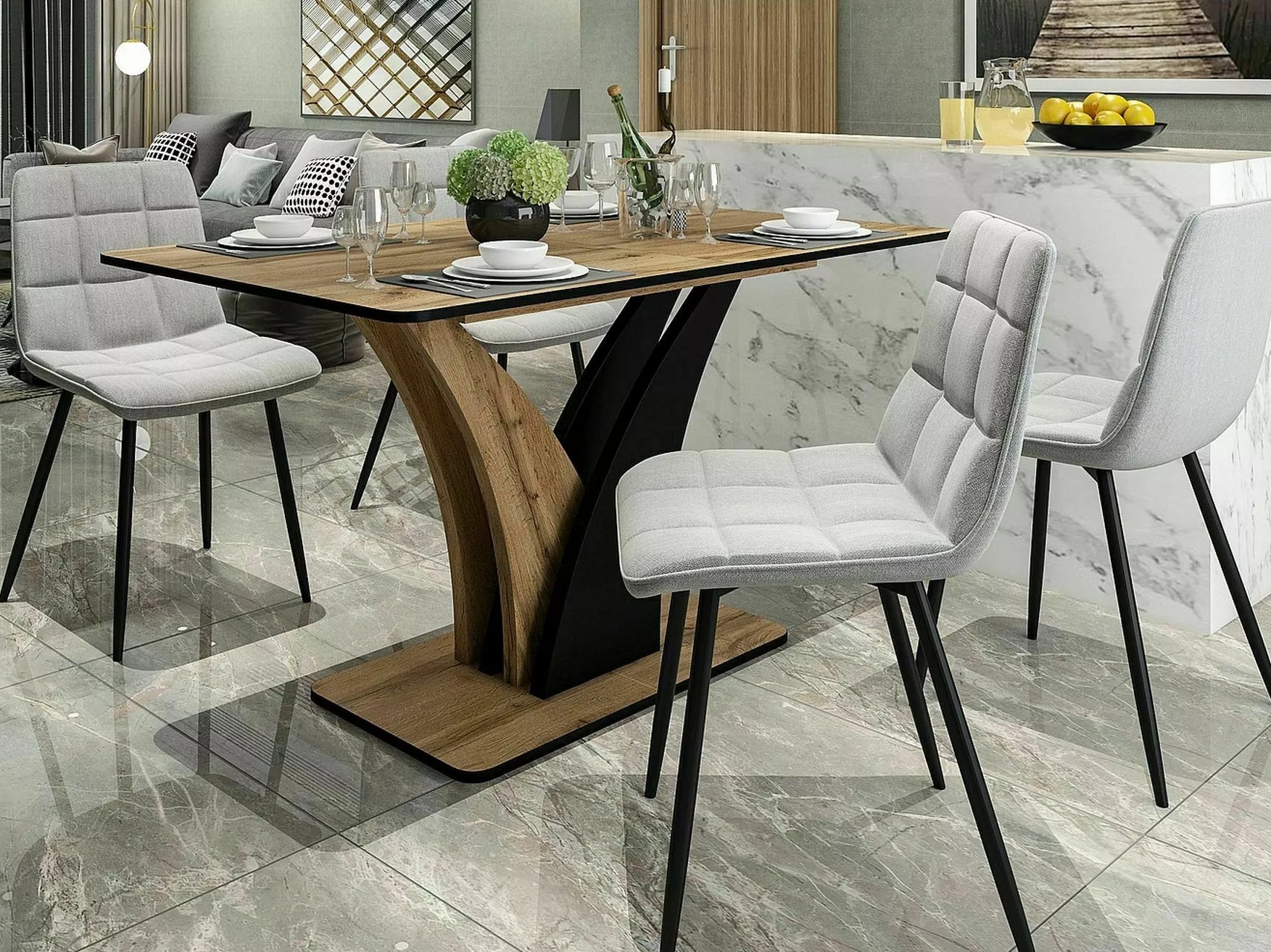 Mesa Detroit 761 (Roble Artisan + Negro)