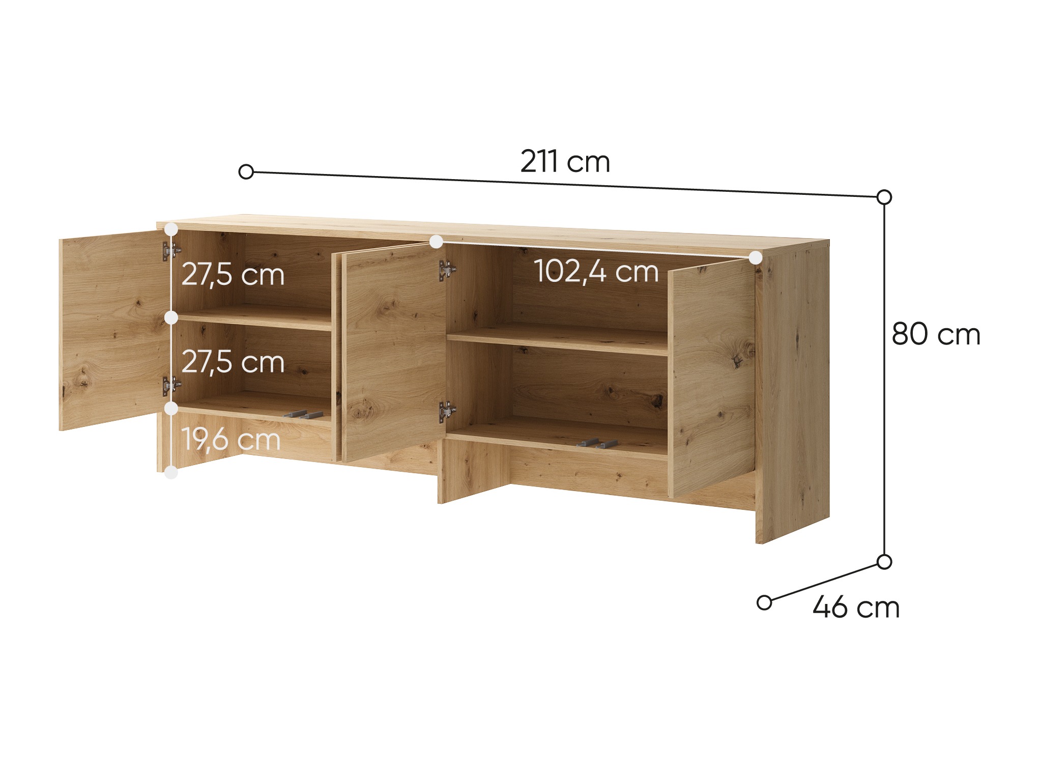 Aparador Concept Pro Lenart Levfere 119 (Roble Artisan)