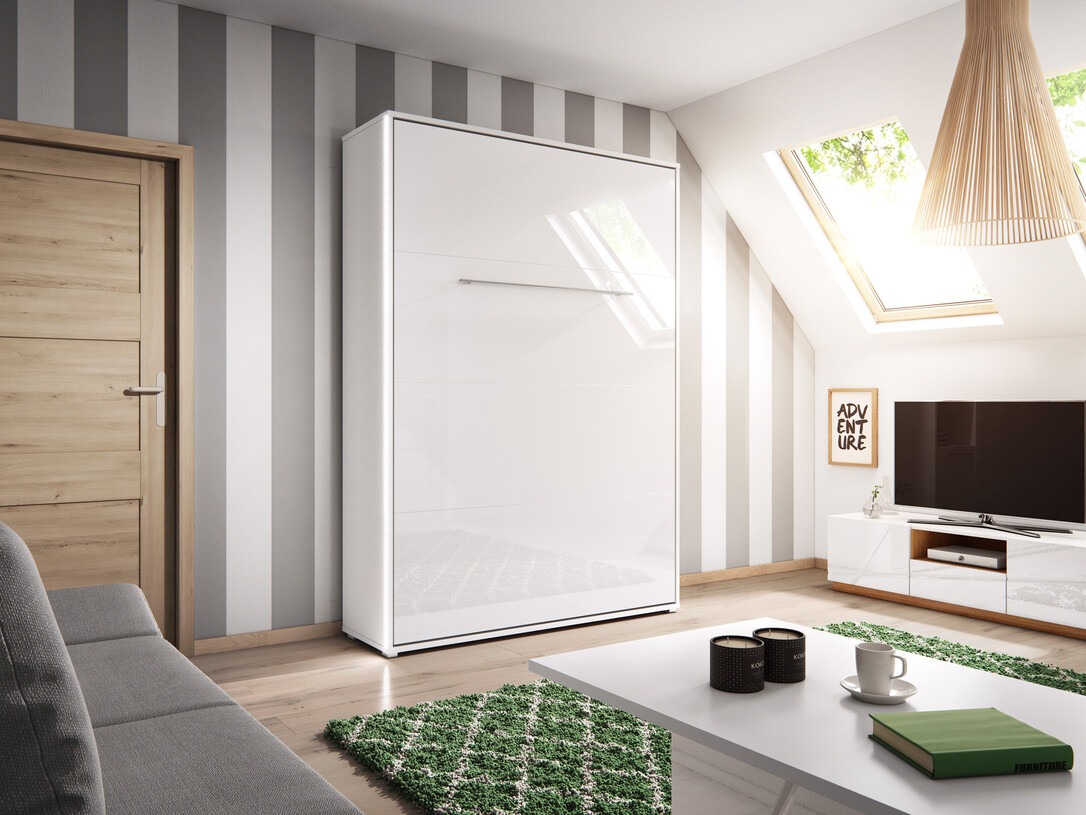 Cama plegable Concept Pro Lenart Levfere 108 (Blanco + Blanco brillante)