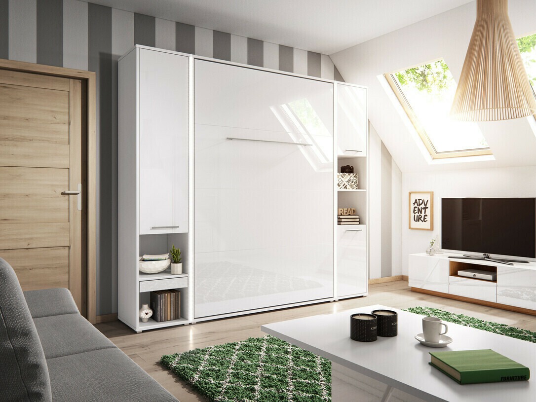 Cama plegable Concept Pro Lenart Levfere 108 (Blanco + Blanco brillante)