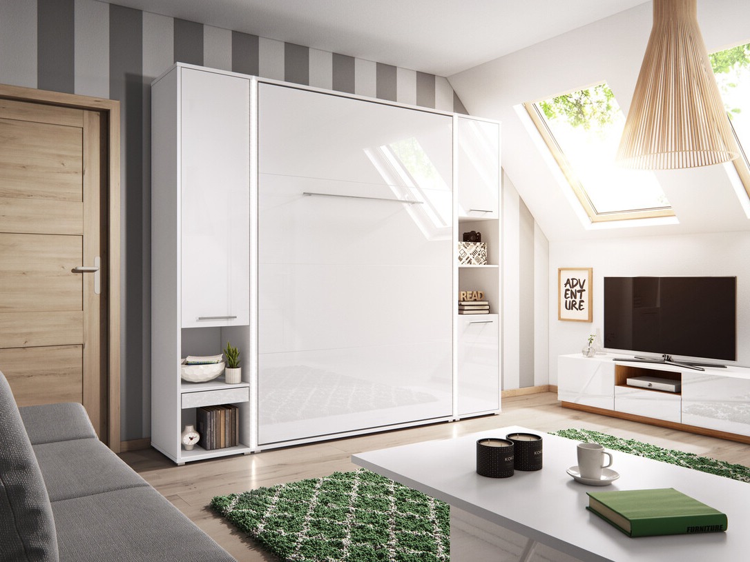 Cama plegable Concept Pro Lenart Levfere 108 (Blanco + Blanco brillante)