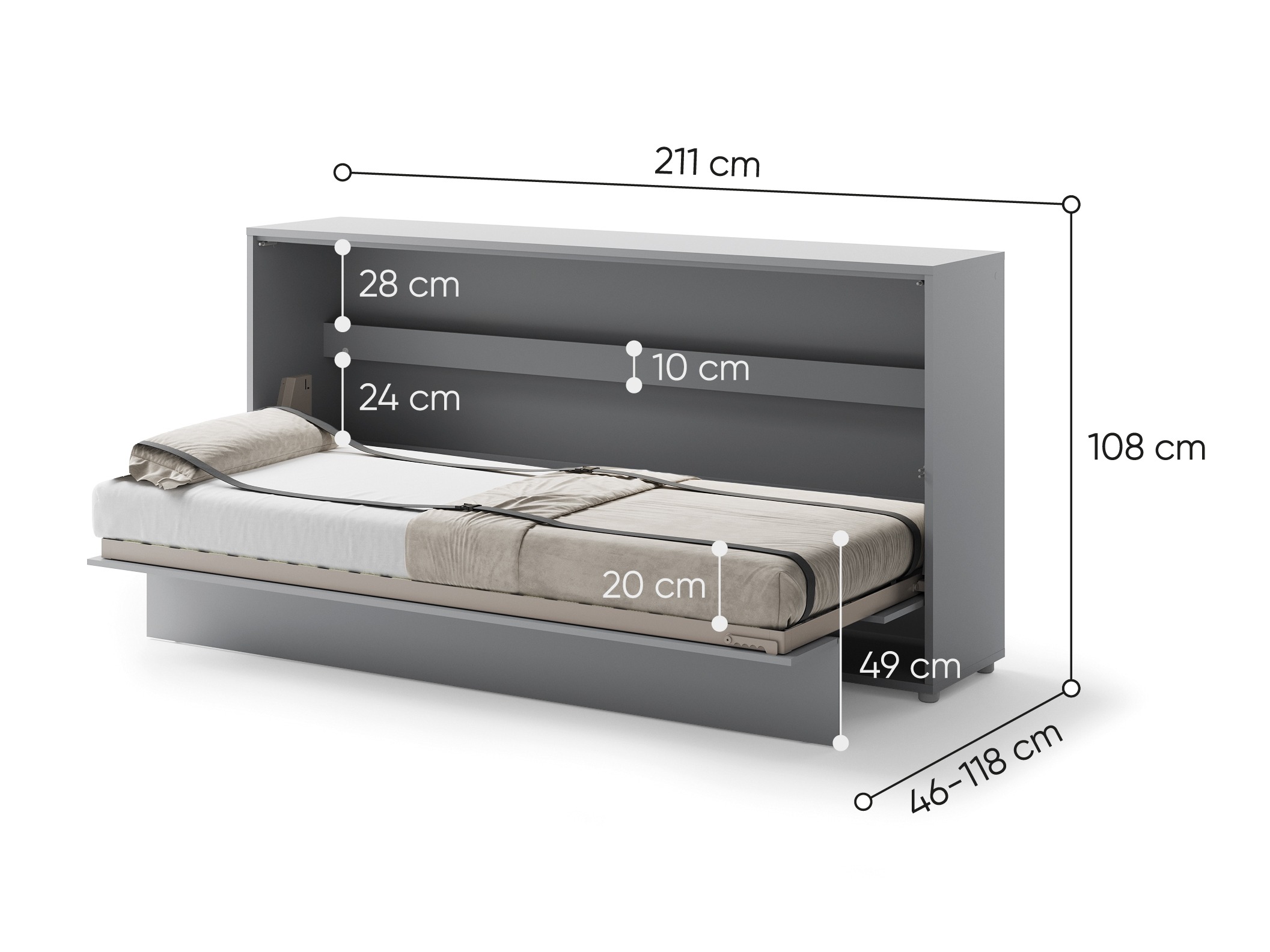 Cama plegable Concept Pro Lenart Levfere 115 (Gris)