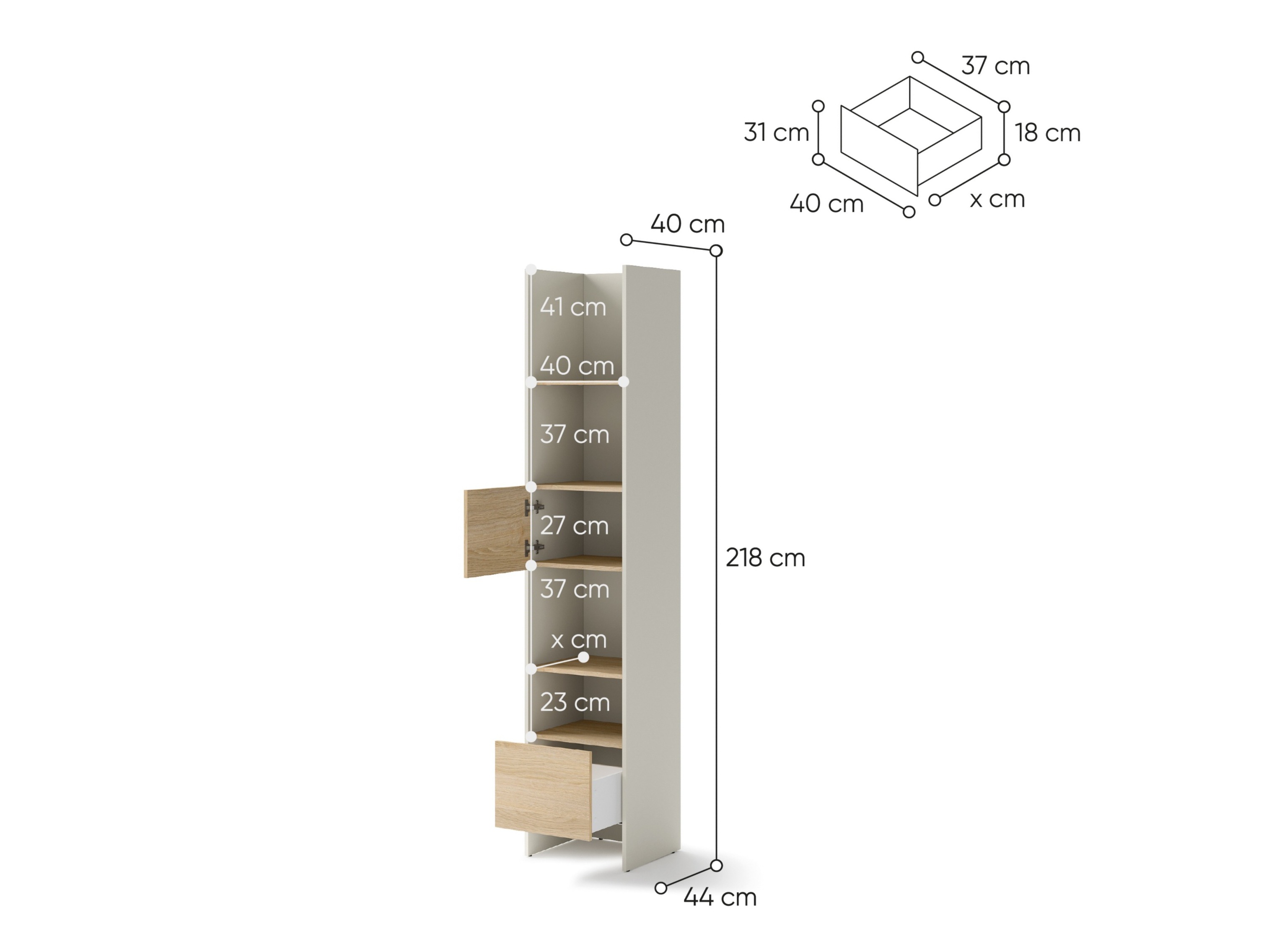 Estantería Concept Pro Lenart Levfere 147 (Cachemira + Roble)