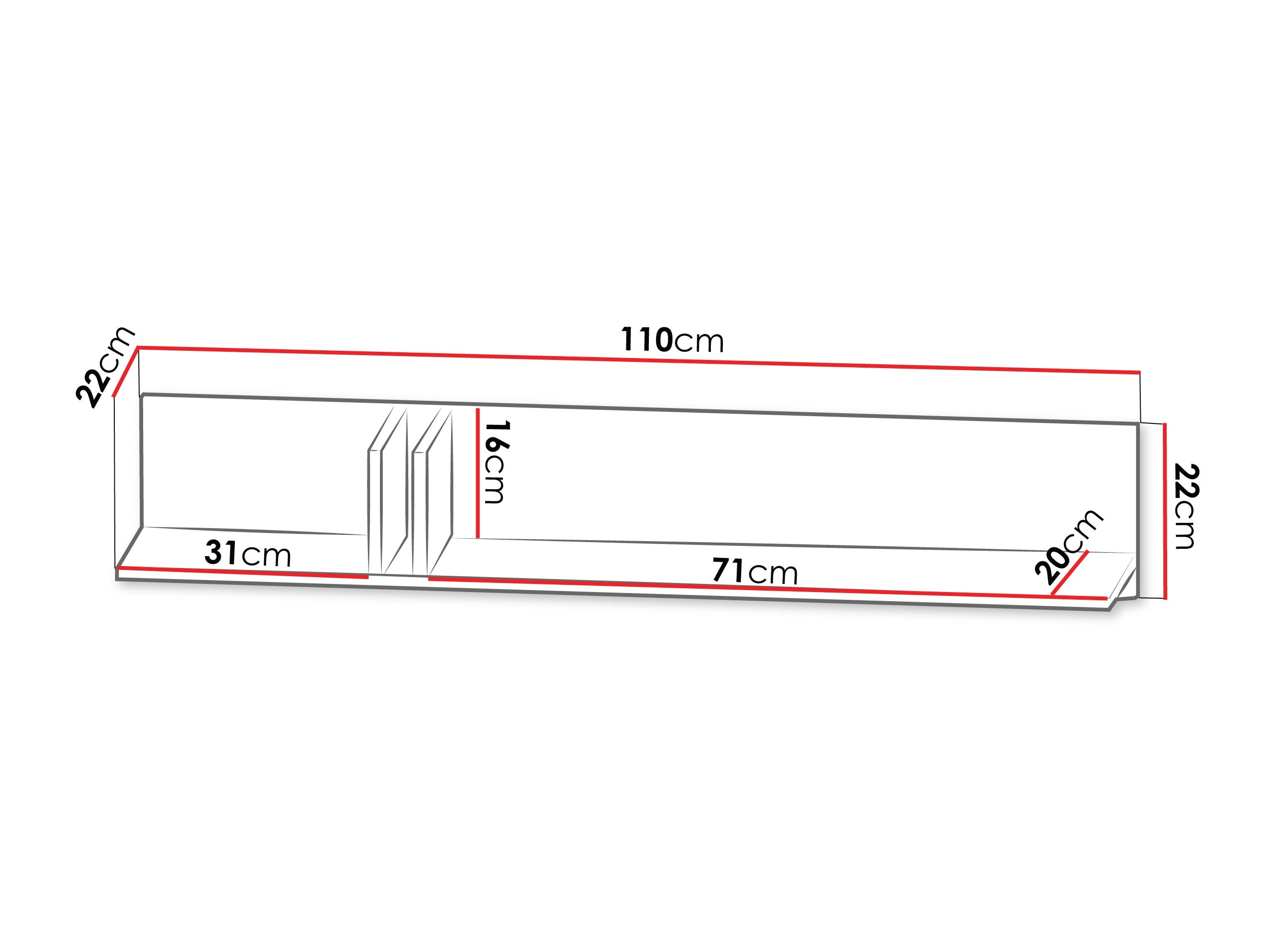 Estantería de pared Levali 114 (Verde polvoriento)